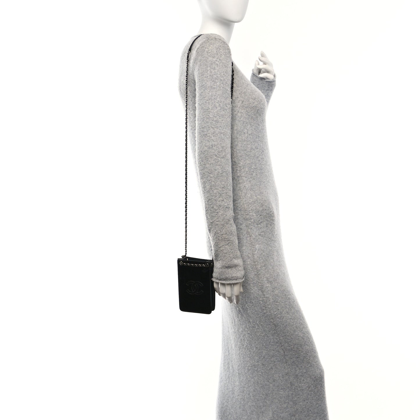 Patent CC Phone Holder Crossbody Black