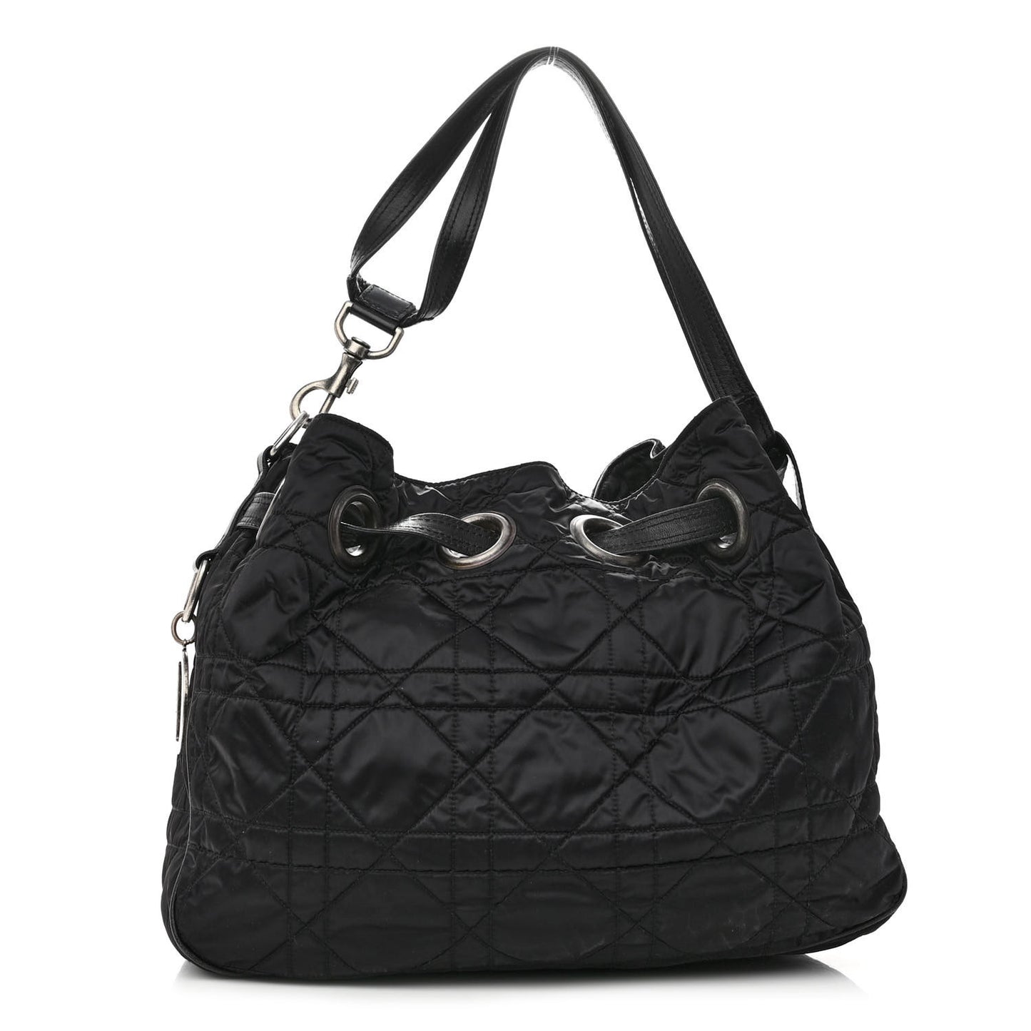 Nylon Cannage Drawstring Bag Black
