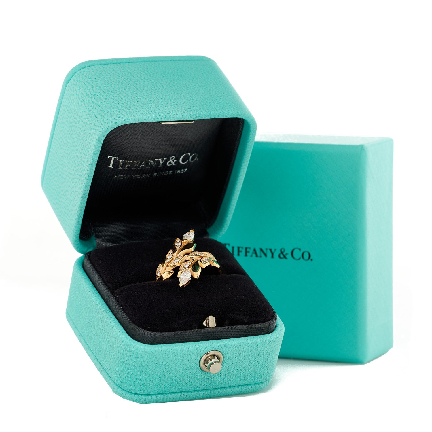 Tiffany 18K Rose Gold Diamond Victoria Vine Bypass Ring 53 6.25 5 of 5