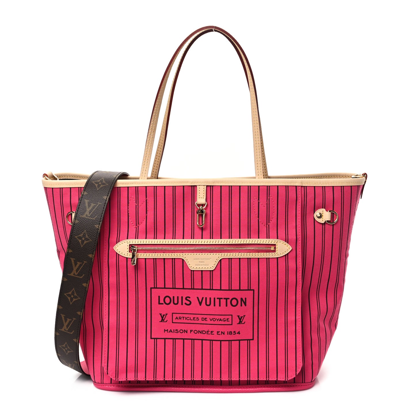 Monogram Inside Out Neverfull Bandouliere MM Rose Pondichery