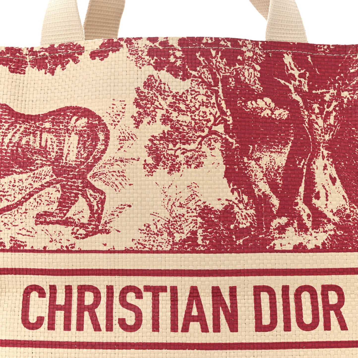 CHRISTIAN DIOR Straw Dioriviera Tote Red