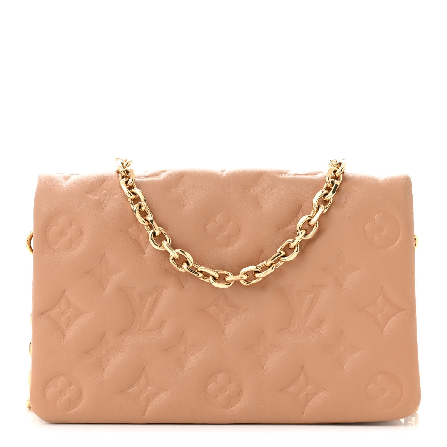 Louis Vuitton Lambskin Embossed Monogram Pochette Coussin Camel 1 of 9