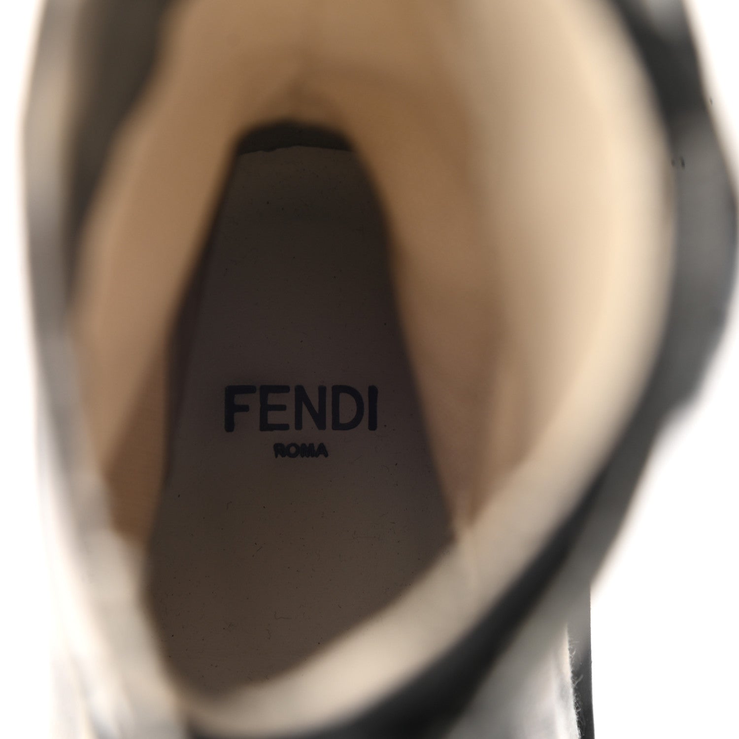 Fendi Canvas Floral Print Logo Bi-Color Womens Biker Boots 37 White Black 7 of 11