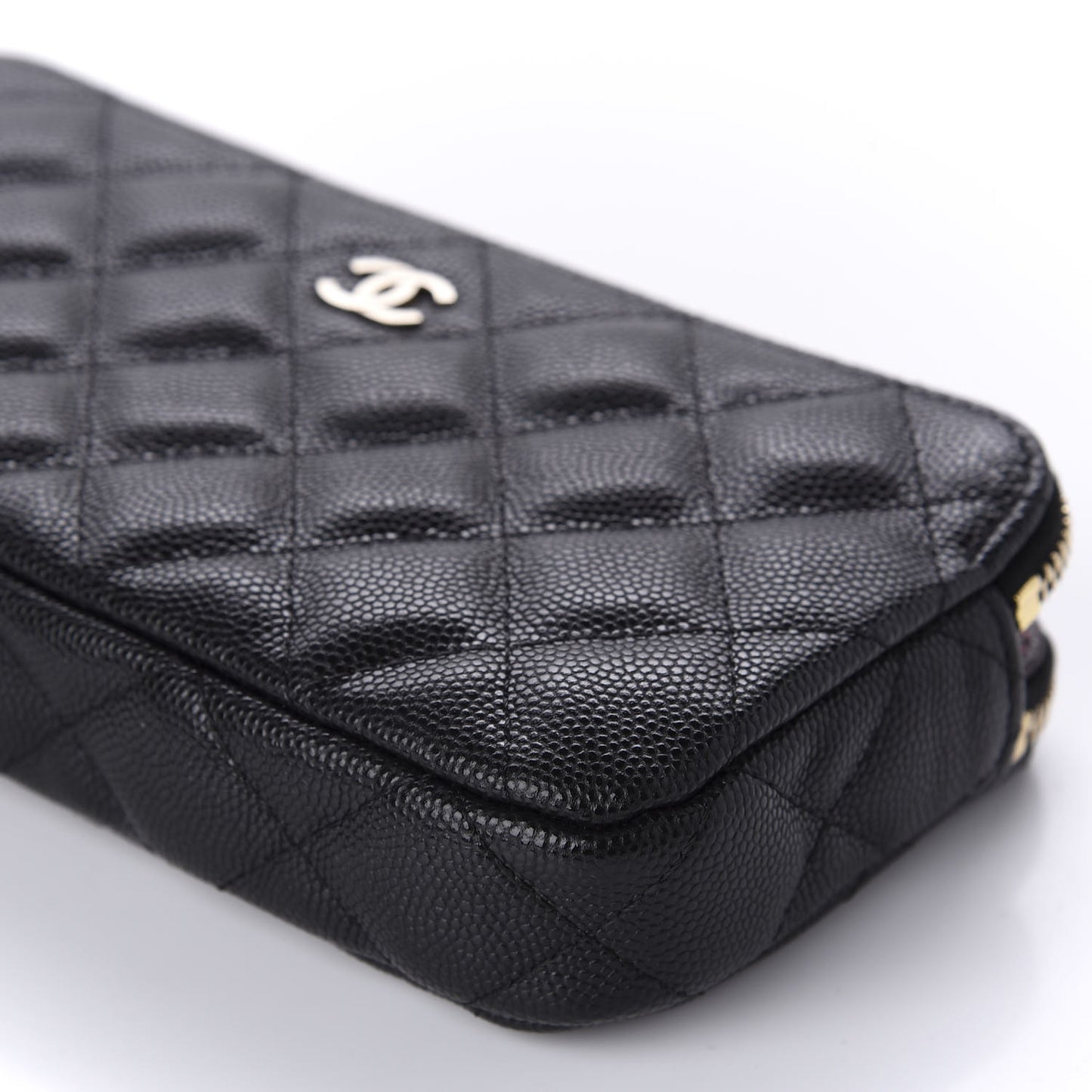 Caviar Quilted Small Clutch With Chain Black