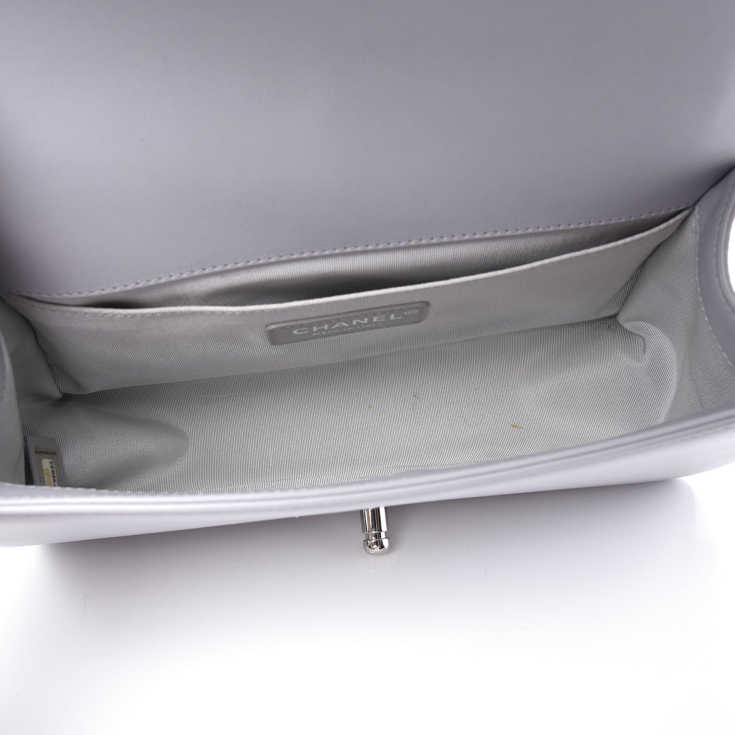 Calfskin Quilted Medium Boy Flap Light Grey