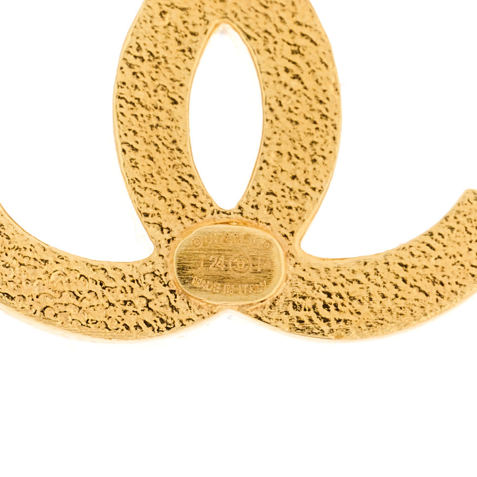 Chanel Metal Enamel CC Hoop Earrings Gold Denim Blue 4 of 4