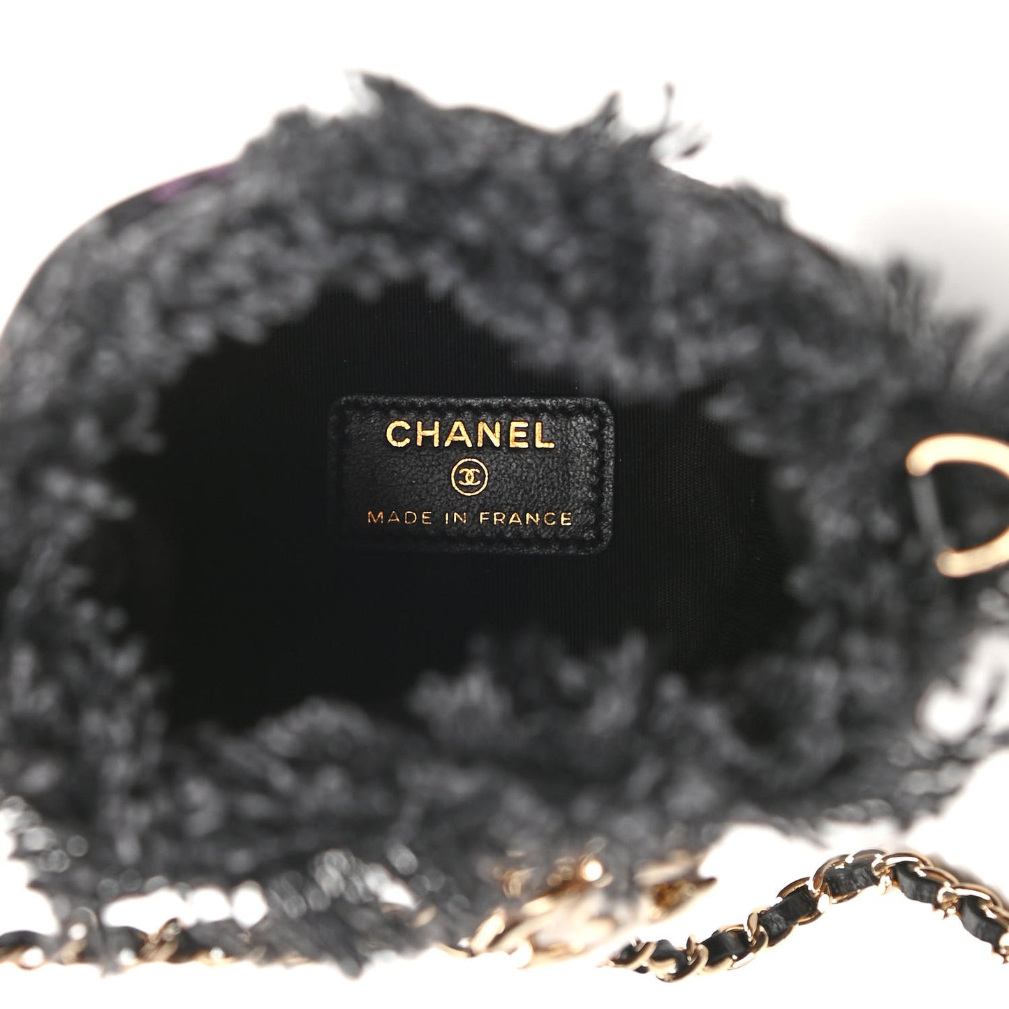 Denim Quilted Mood Mini Bucket With Chain Black Multicolor