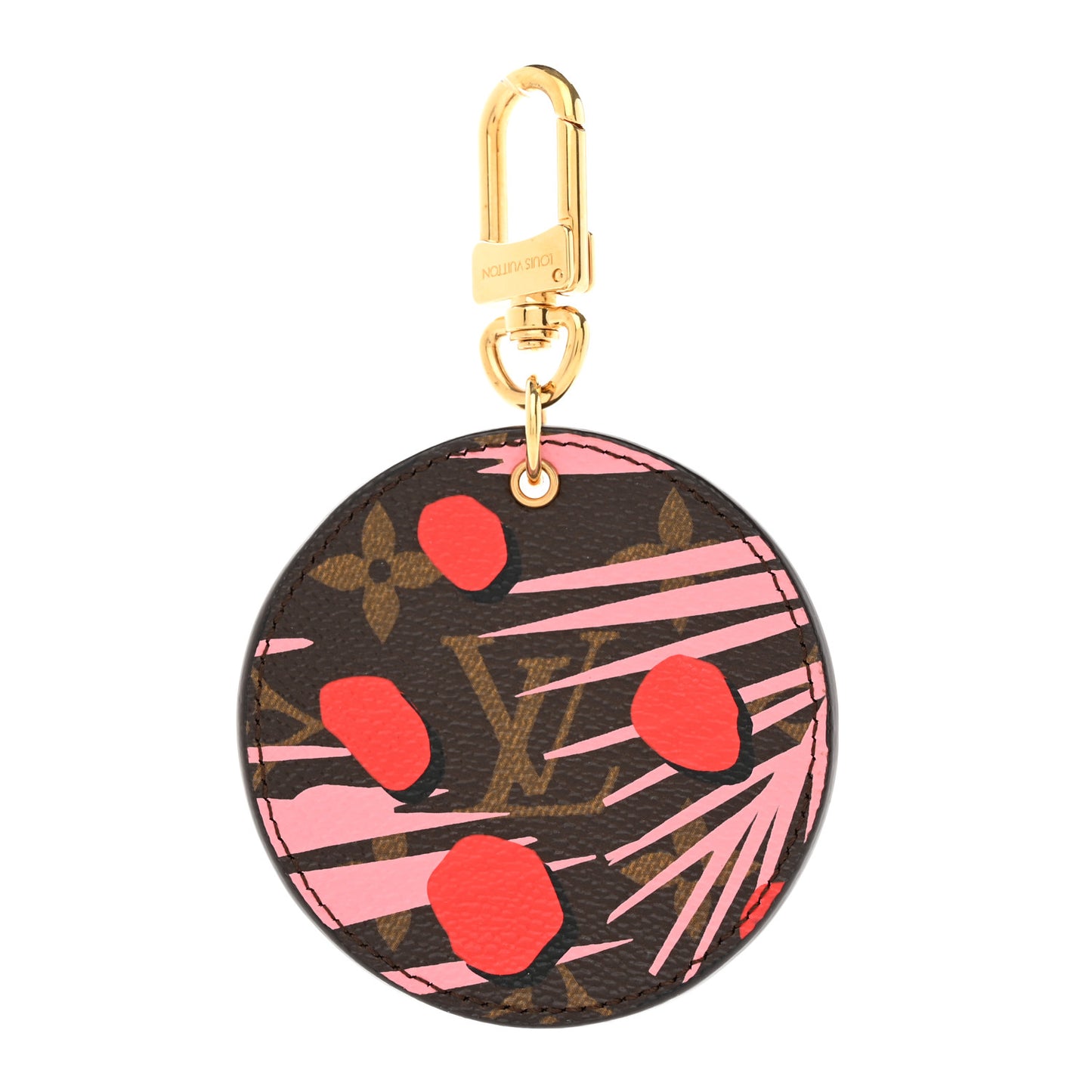 Monogram Jungle Dots Bag Charm Key Ring Sugar Pink Poppy