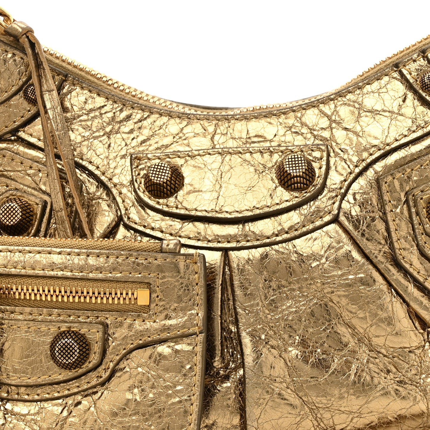 Metallic Agneau Arena Le Cagole Shoulder Bag XS Gold