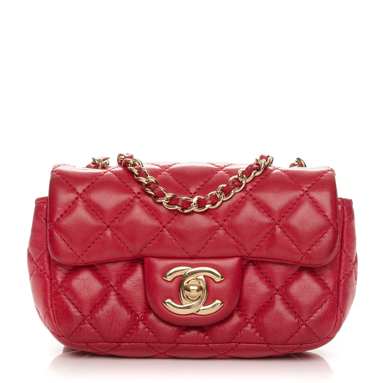 Chanel Lambskin Quilted Extra Mini Flap Heart Valentine Charms Red