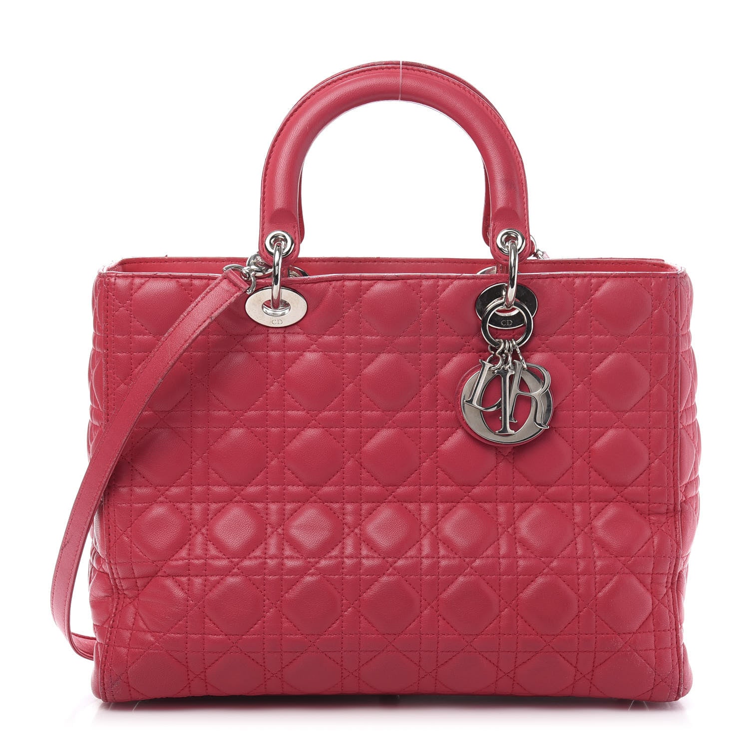 Christian Dior Lambskin Cannage Large Lady Dior Fuchsia 1 of 25