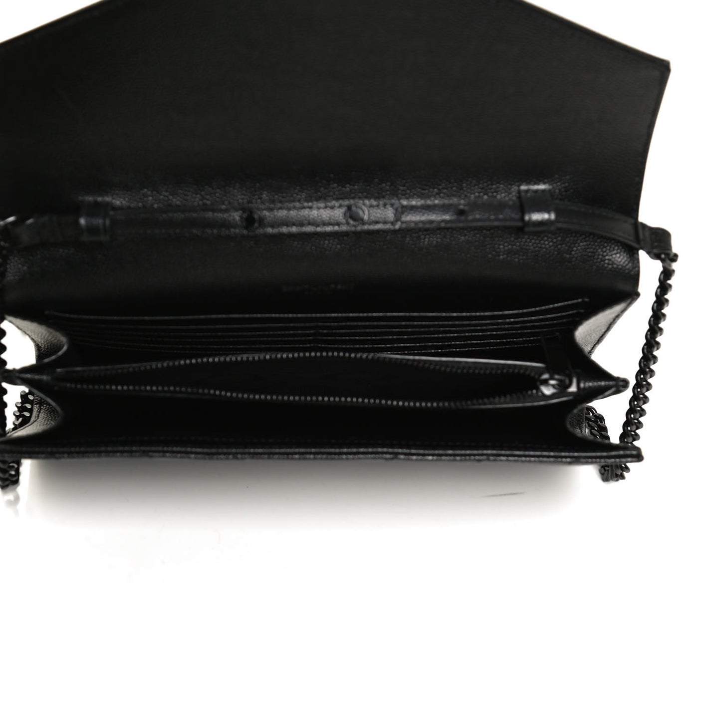 Grain De Poudre Matelasse Chevron Monogram Chain Wallet Black