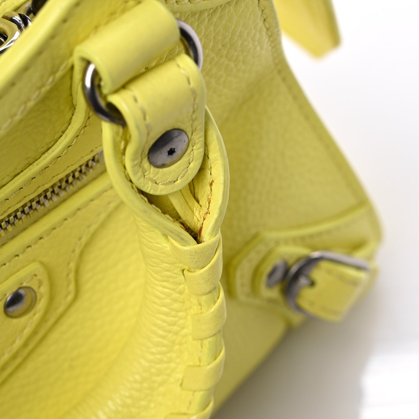 Grained Calfskin Neo Classic Silver Hardware Mini City Light Yellow