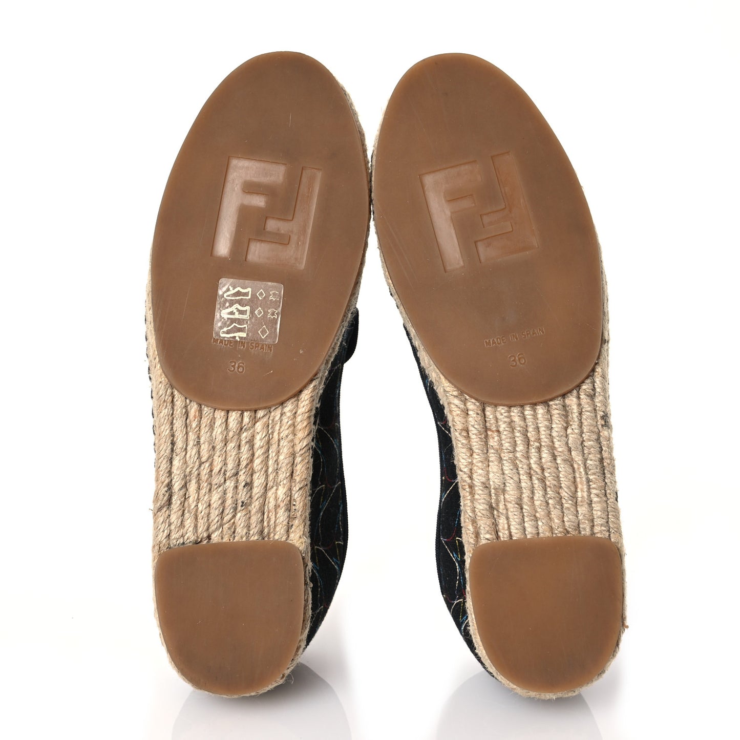 Canvas Printed Calfskin Espadrilles 36 Multicolor