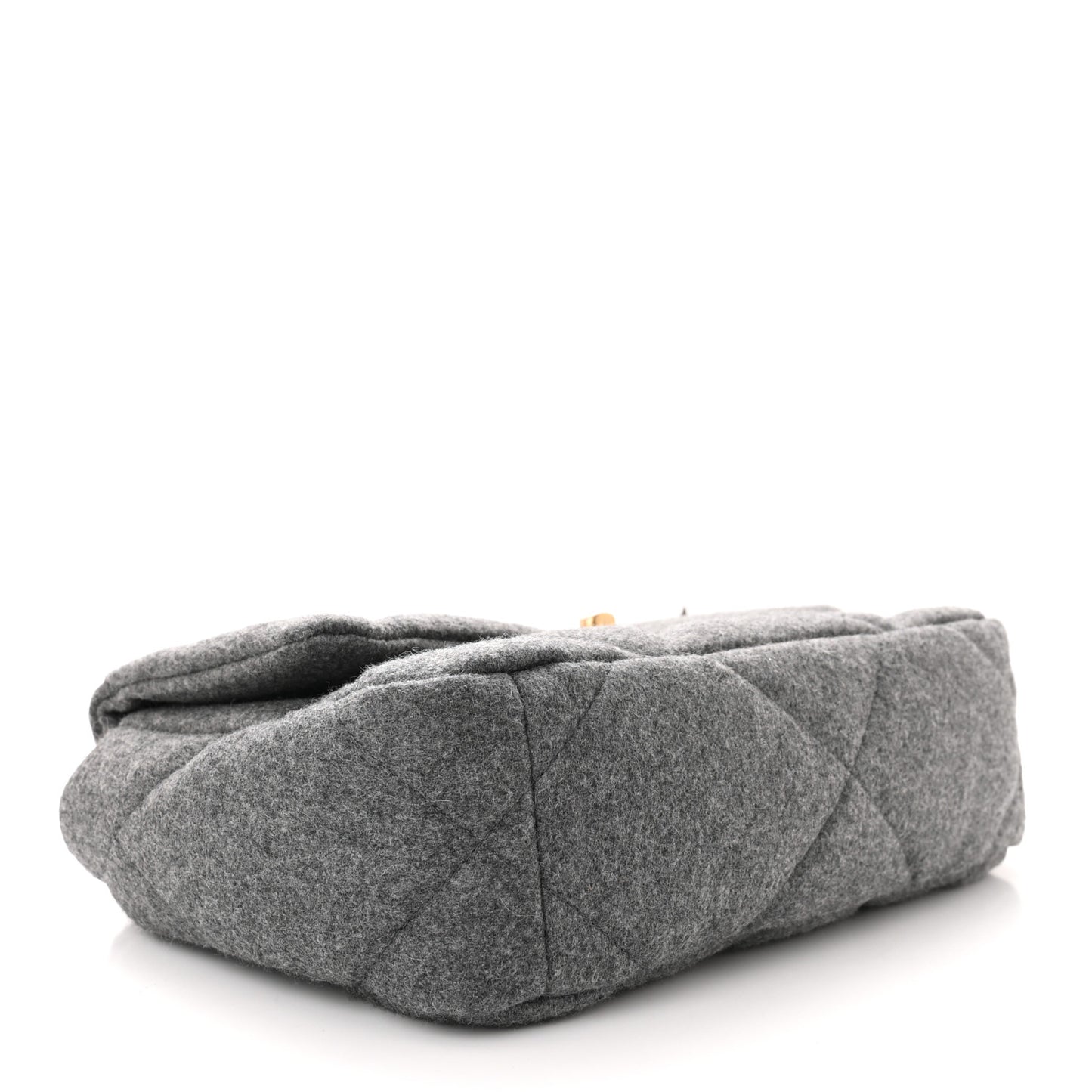 Wool Quilted Large Chanel 19 Flap Grey