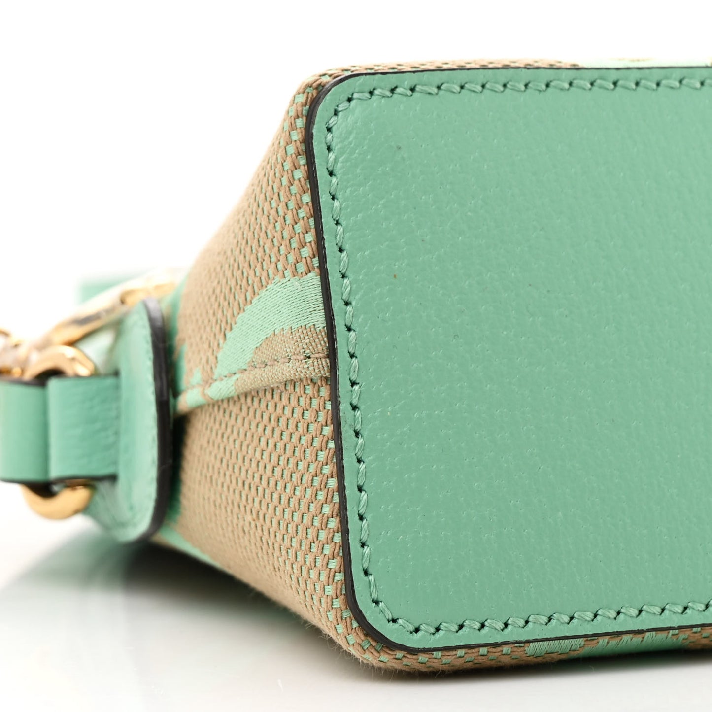 Monogram Jumbo GG Textured Dollar Calfskin Small Ophidia Dome Shoulder Bag Beige Pepperlight Mint