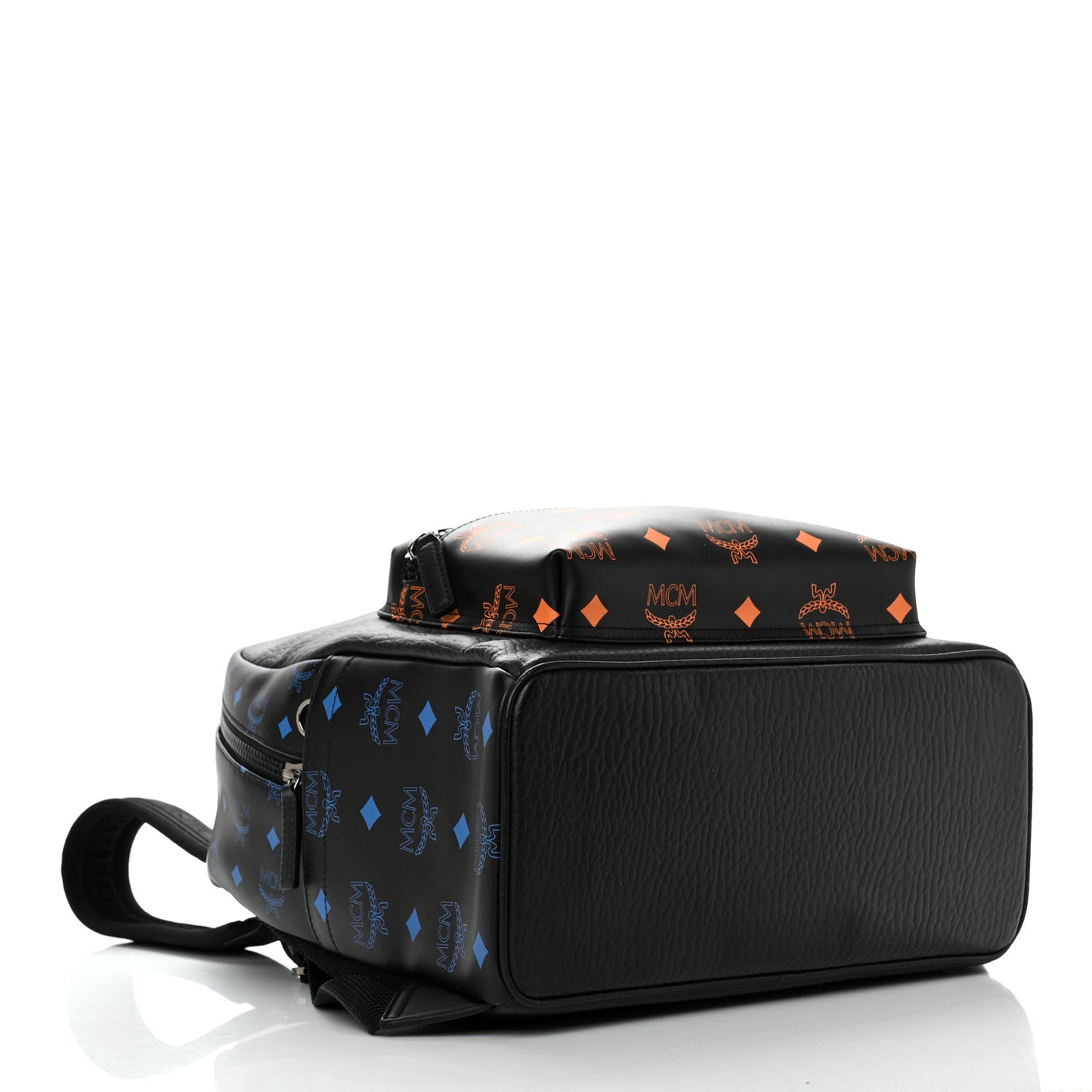 Grained Calfskin Visetos Color Splash Medium Backpack Black Orange Blue