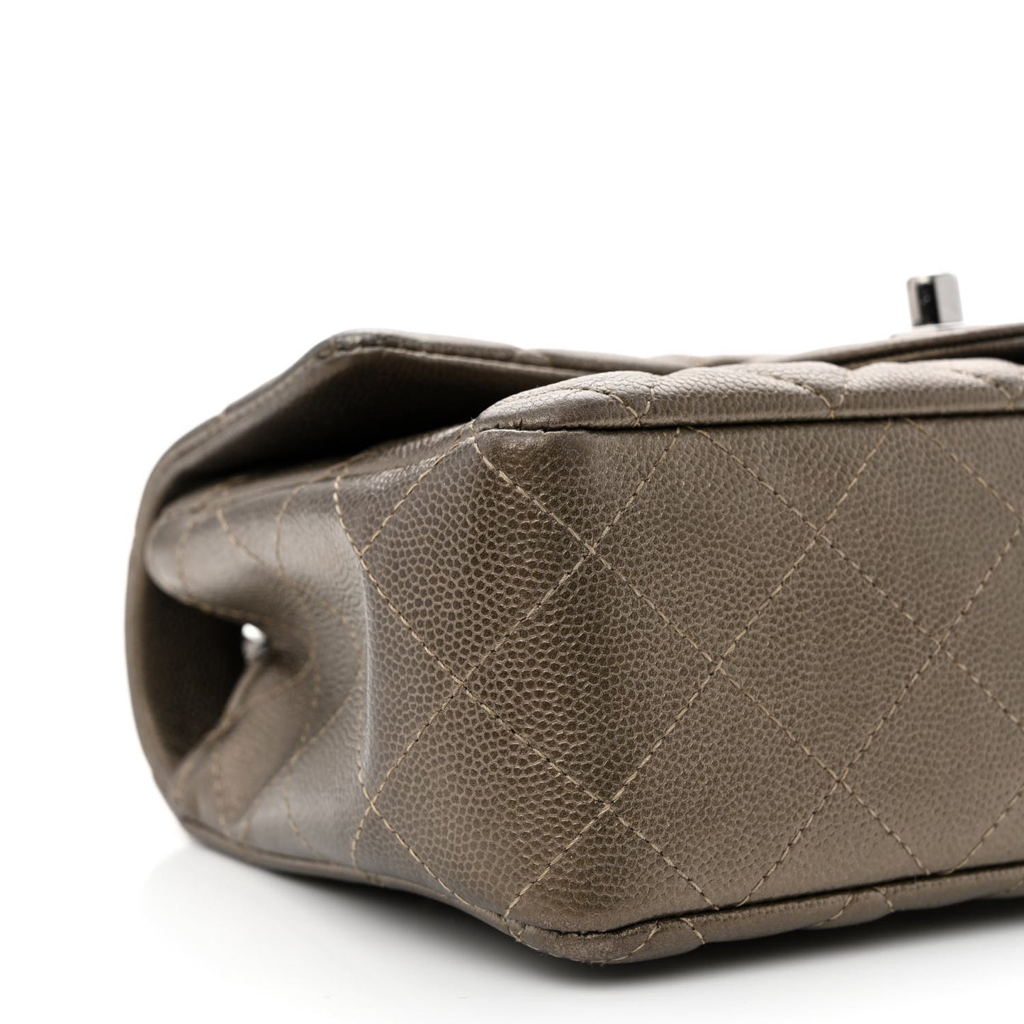 Iridescent Caviar Quilted Mini Rectangular Flap Bronze