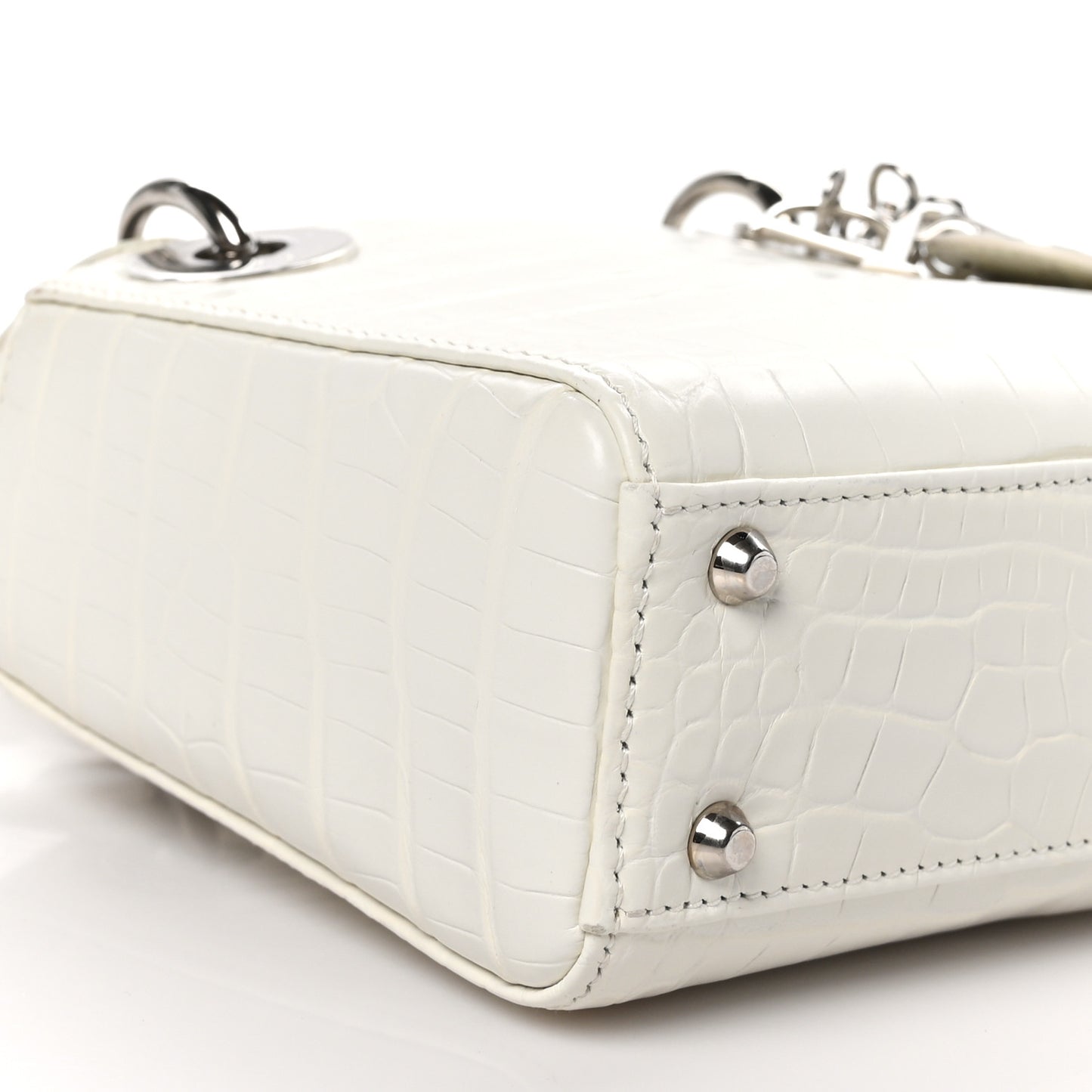 Alligator Mini Lady Dior White