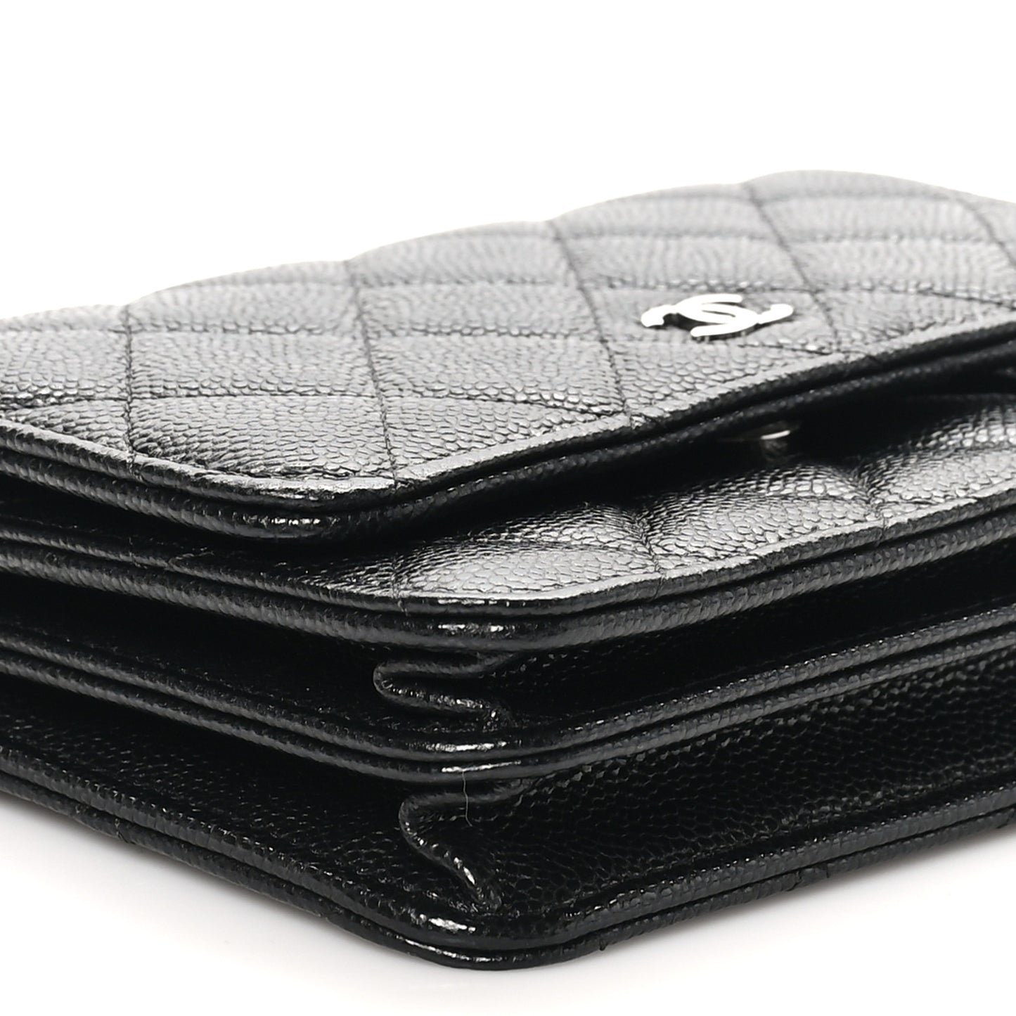 Caviar Quilted Mini Wallet On Chain WOC Black