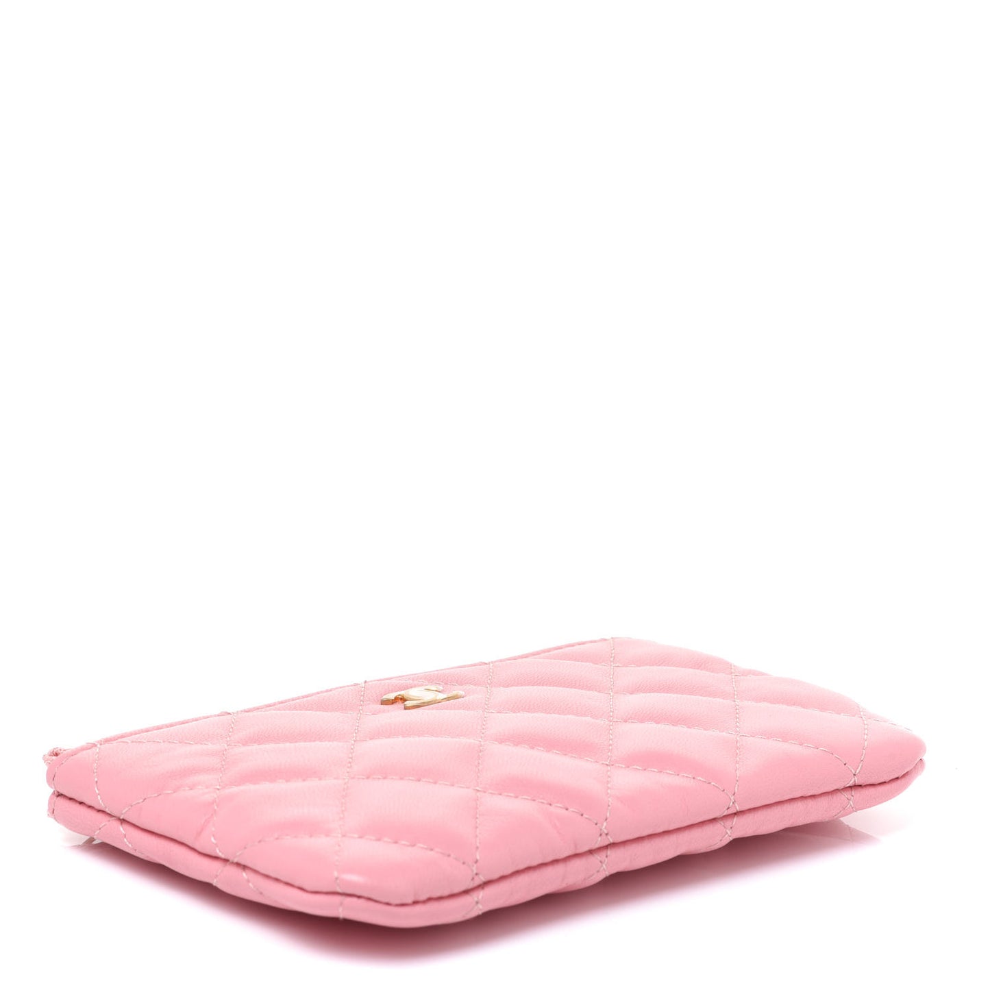 Lambskin Quilted Small Cosmetic Case Pink