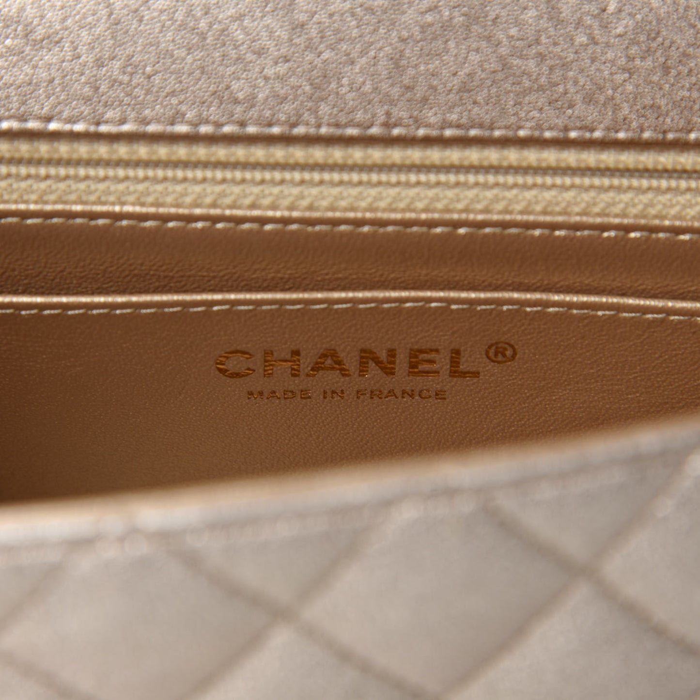 Metallic Lambskin Quilted Mini Rectangular Flap Gold