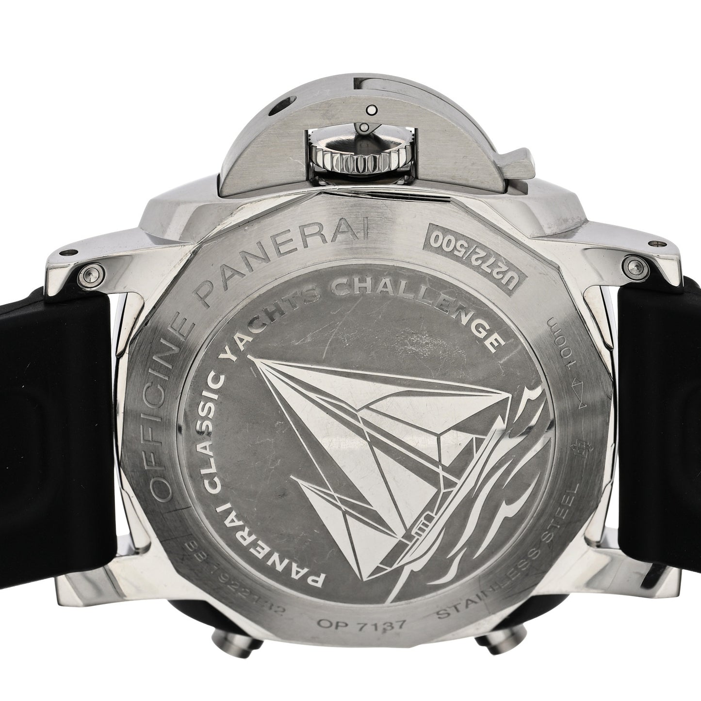 Stainless Steel Rubber 44mm Luminor 1950 3 Days Chrono Flyback Automatic Watch Black PAM00653