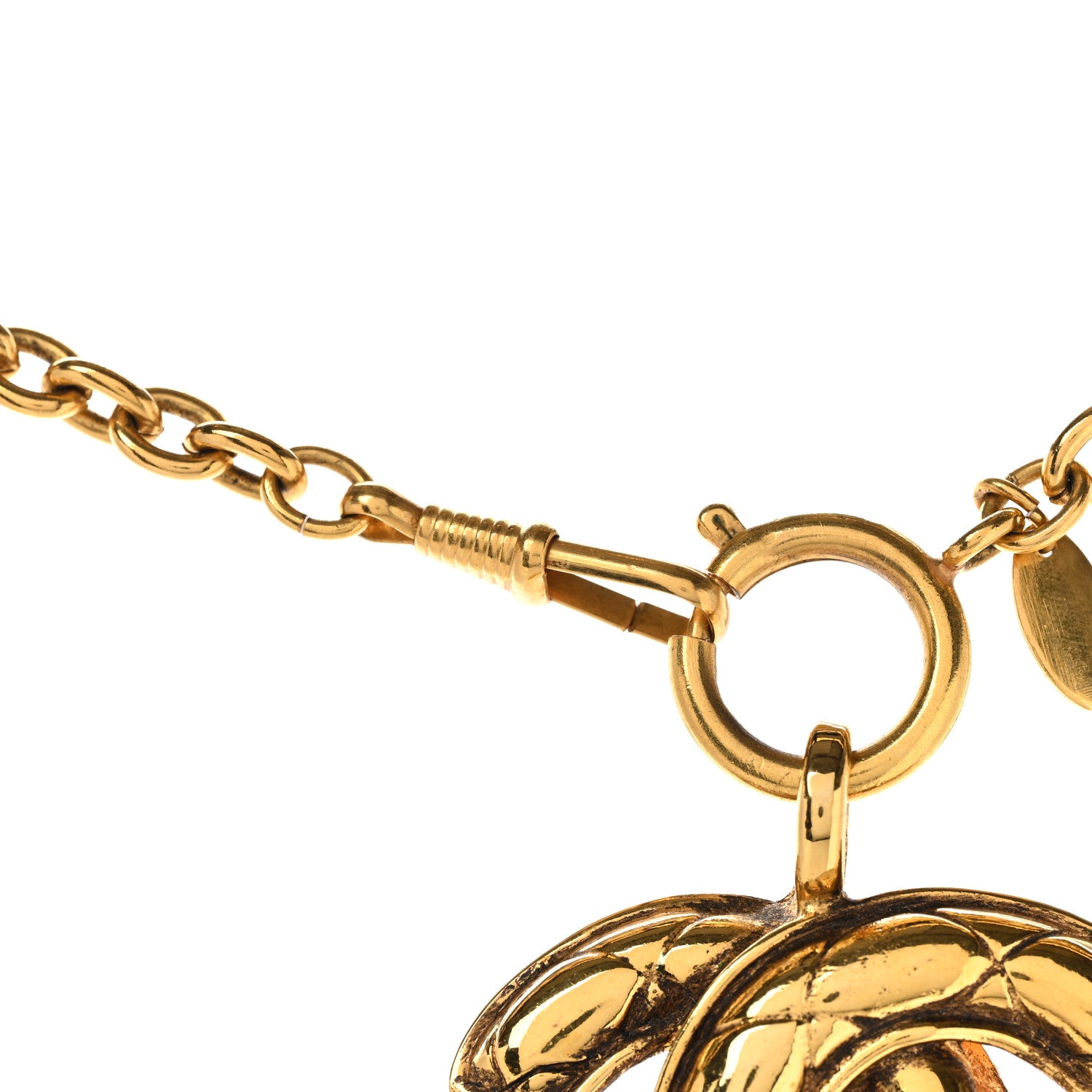 Chanel Metal Quilted CC Long Necklace Gold 6 of 6