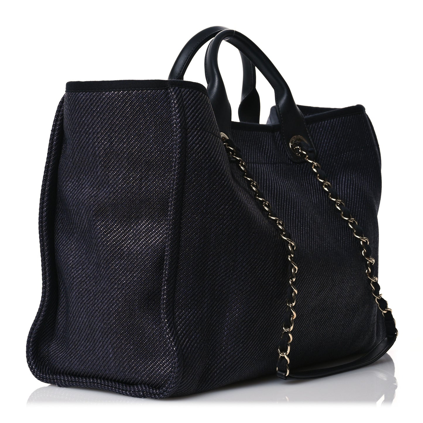 Woven Straw Raffia Large Deauville Tote Black
