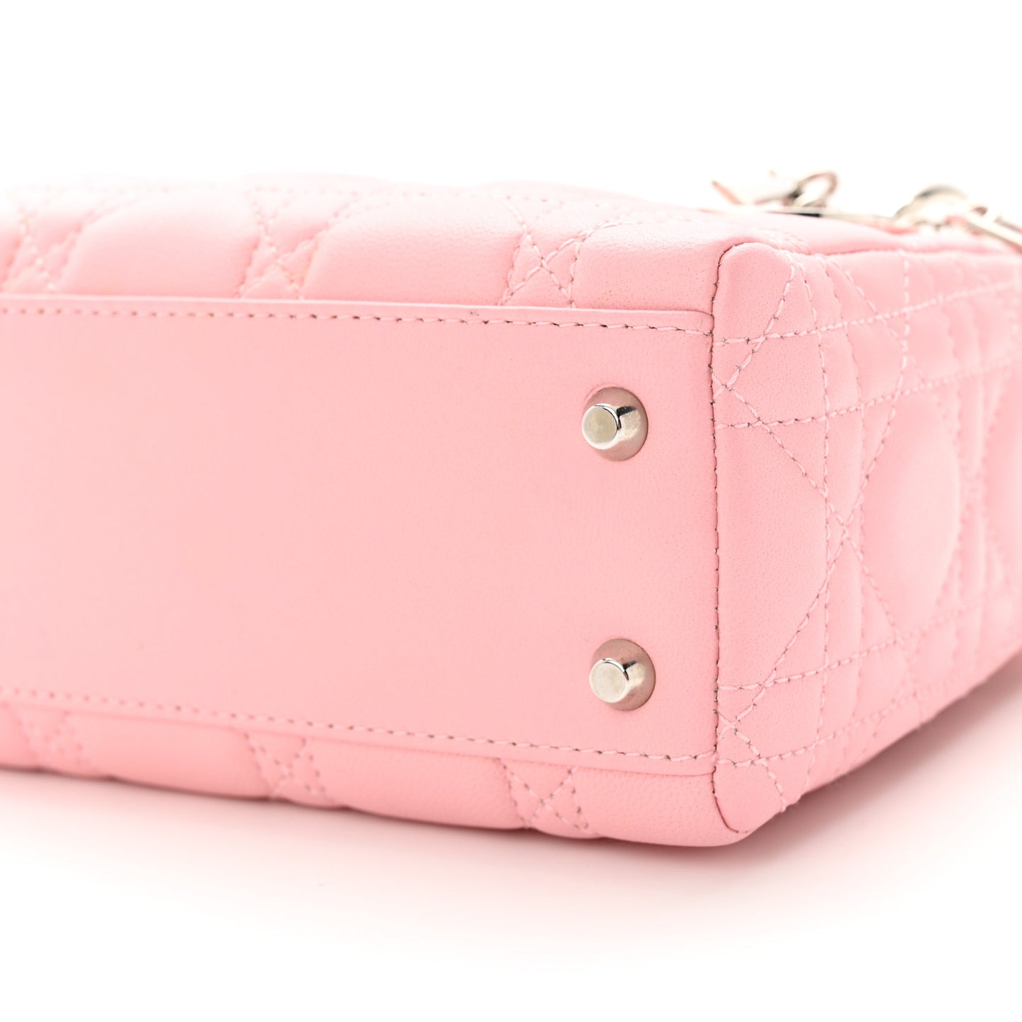CHRISTIAN DIOR Lambskin Cannage Mini Lady Dior Light Pink