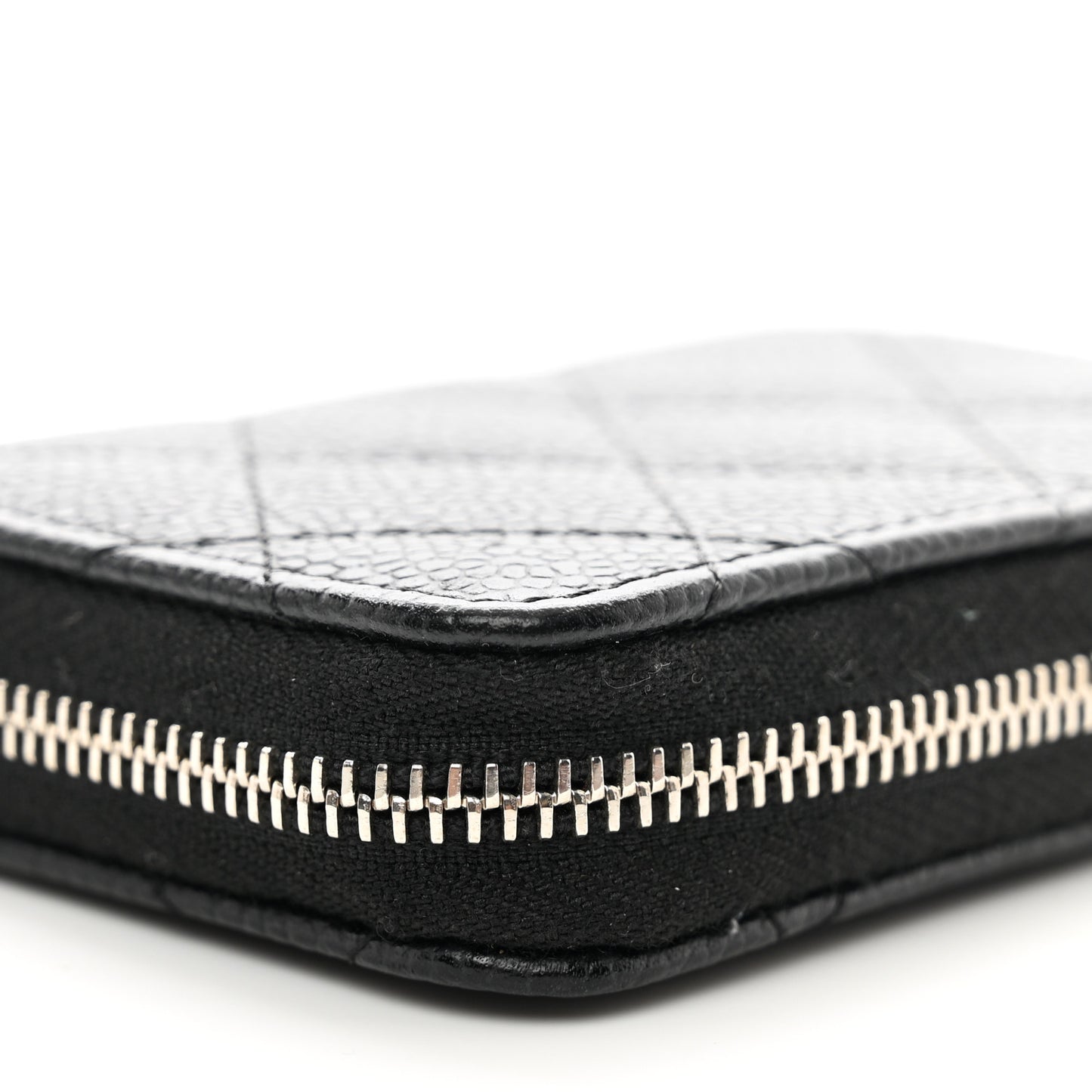 Caviar Quilted Zip Coin Purse Black