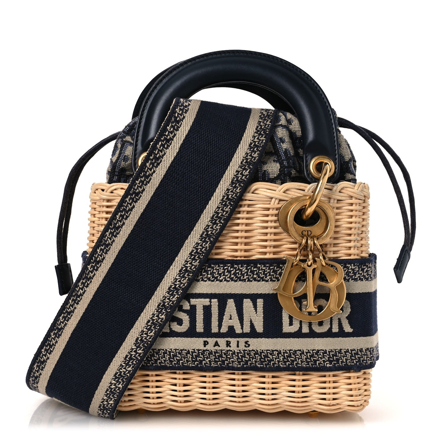 Christian Dior Wicker Oblique Mini Lady Dior Bag Blue 1833475