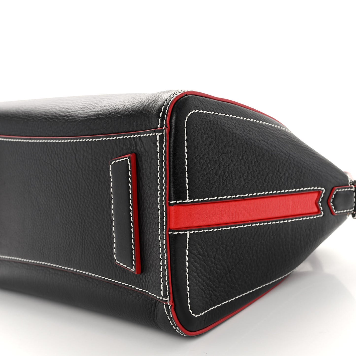 Calfskin Bi-Color Topstitch Small Antigona Black Red