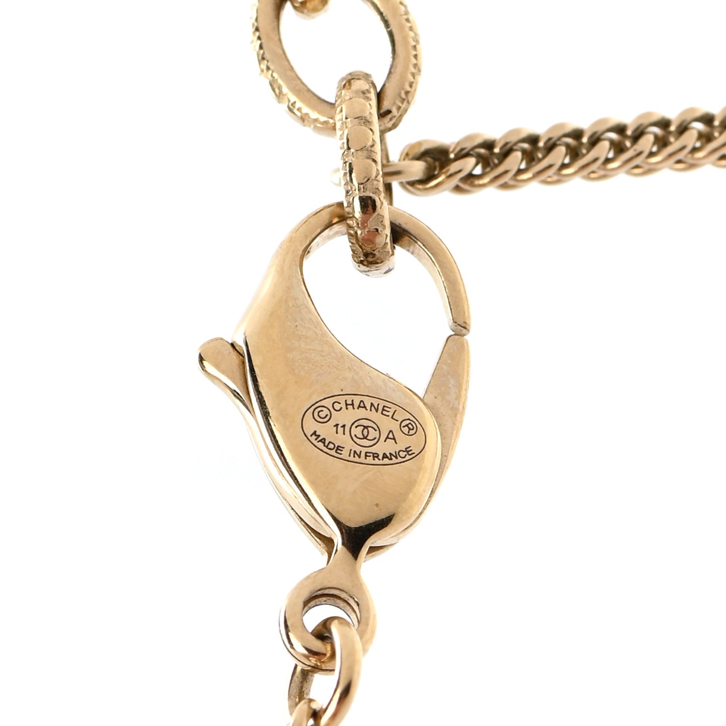 Pearl Resin Twisted CC Necklace Gold