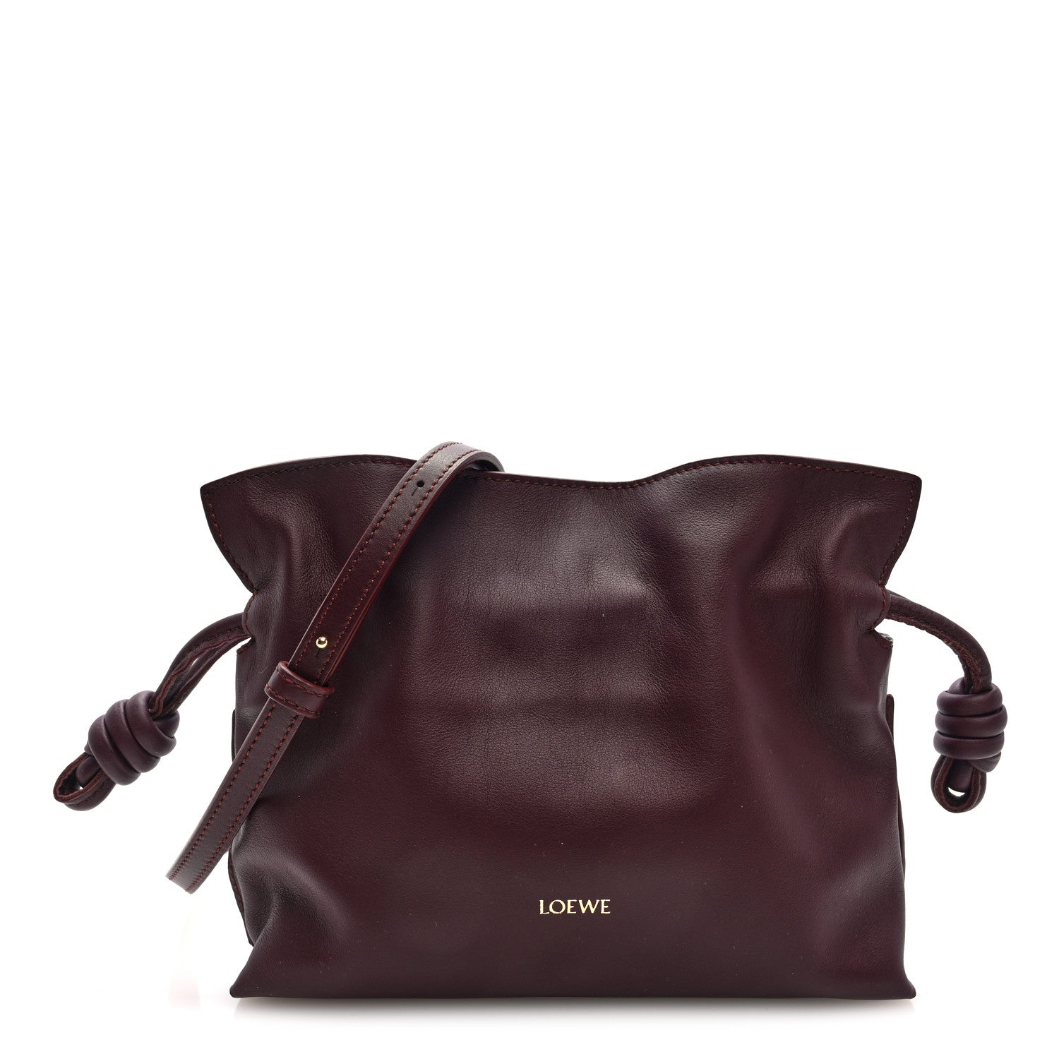 Loewe Calfskin Mini Flamenco Knot Clutch Dark Burgundy 1880605 