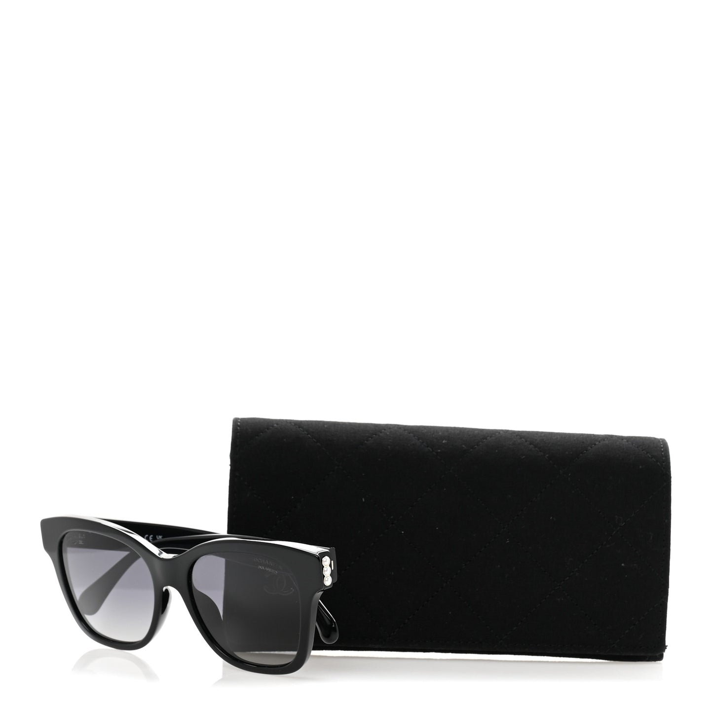 Acetate Polarized Pearl CC Square Sunglasses 5482-H-A Black