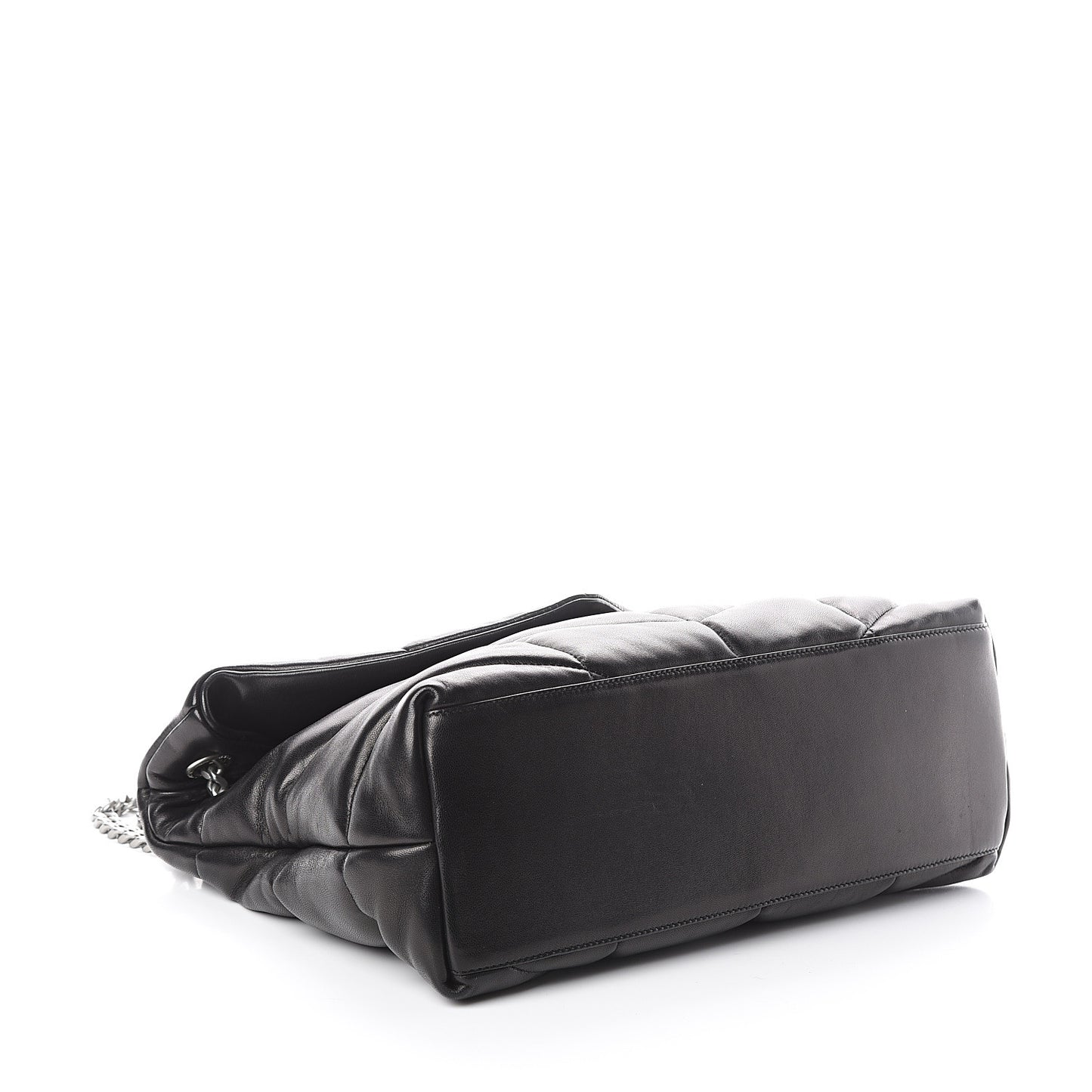 Lambskin Quilted Medium Loulou Puffer Monogram Chain Satchel Black