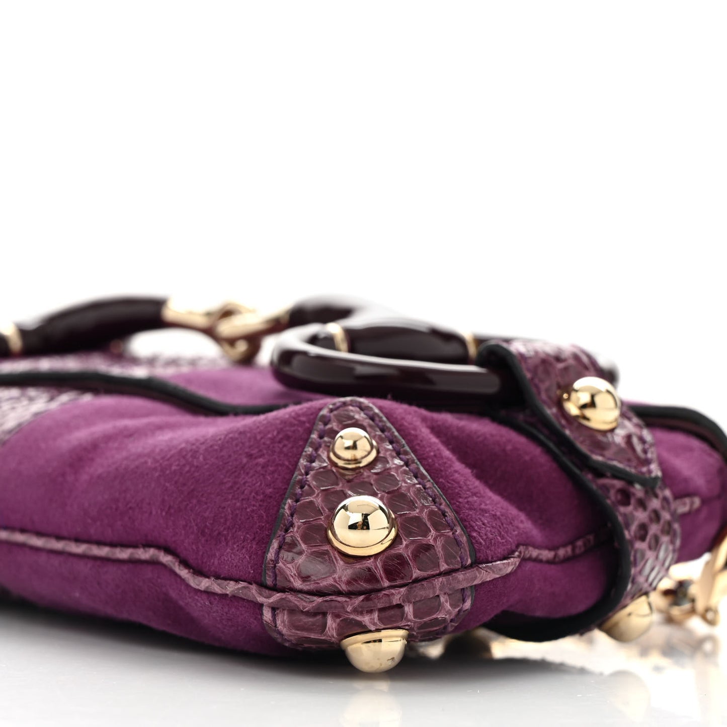 Tom Ford Suede Snakeskin Horsebit Clutch Purple