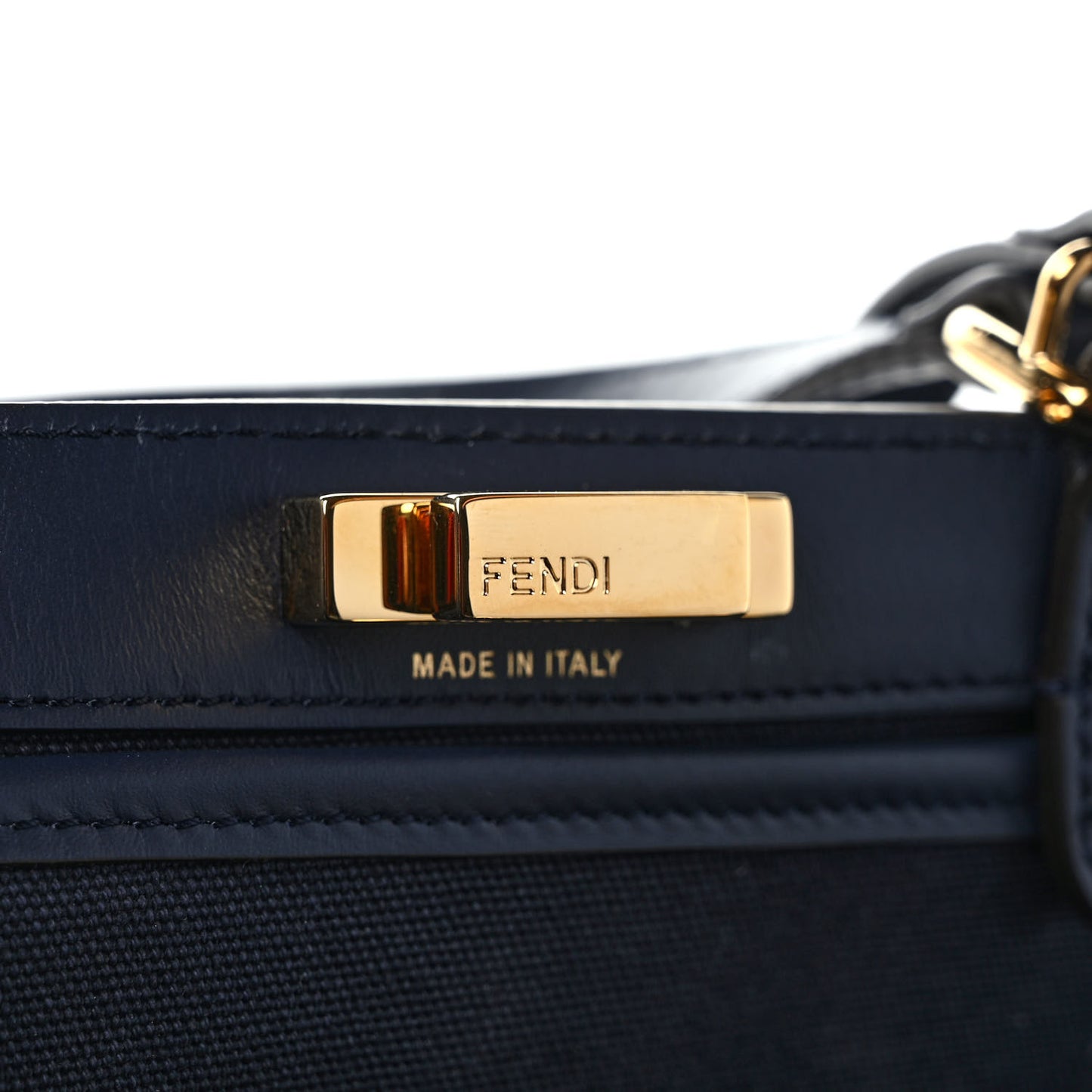 Canvas Vitello King FF Embroidered Medium Peekaboo X-Tote Marino