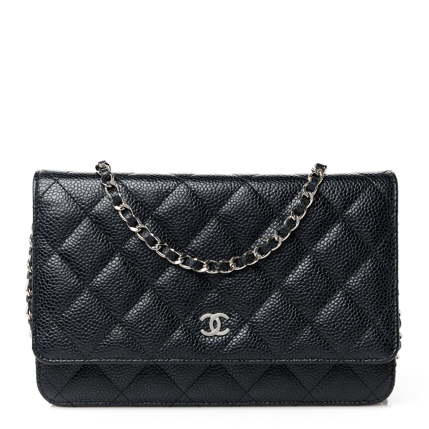 Caviar Quilted Wallet on Chain WOC Black