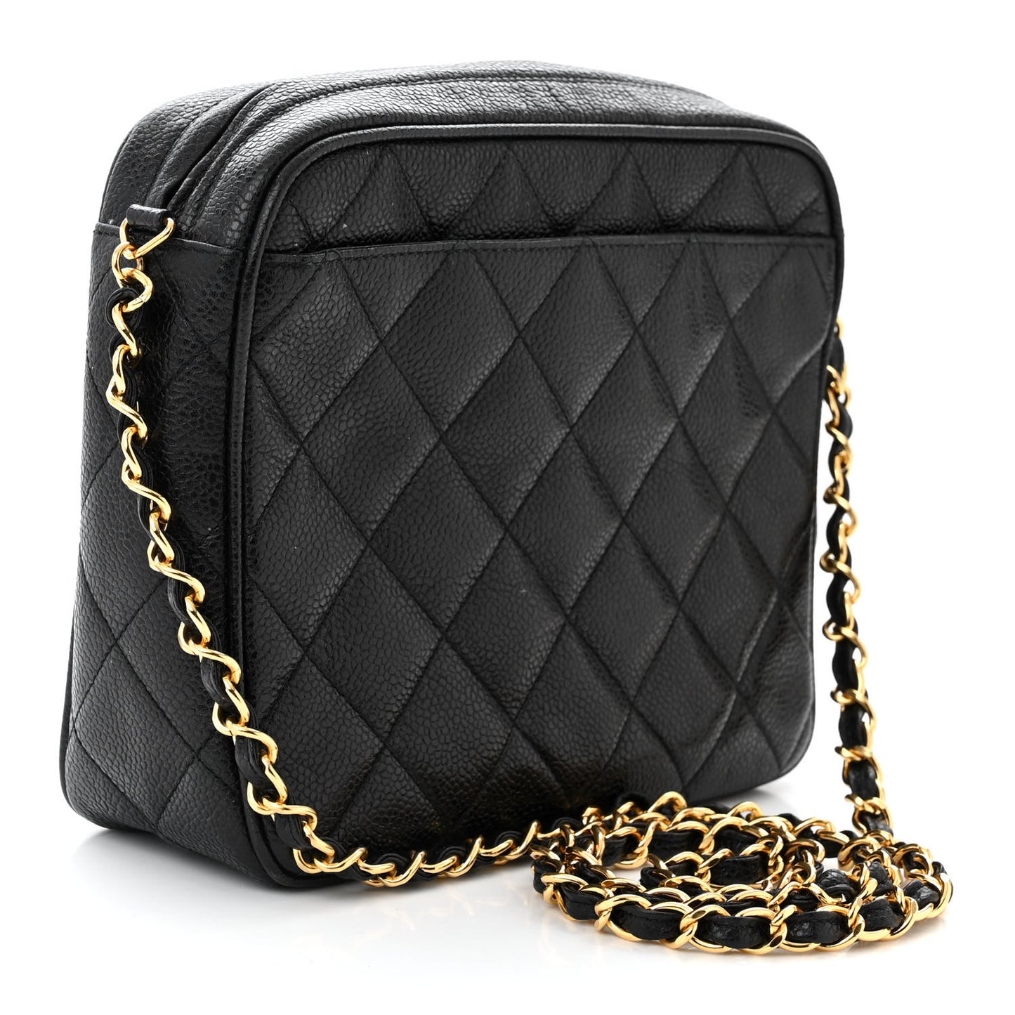 Caviar Quilted Flap Camera Case Black