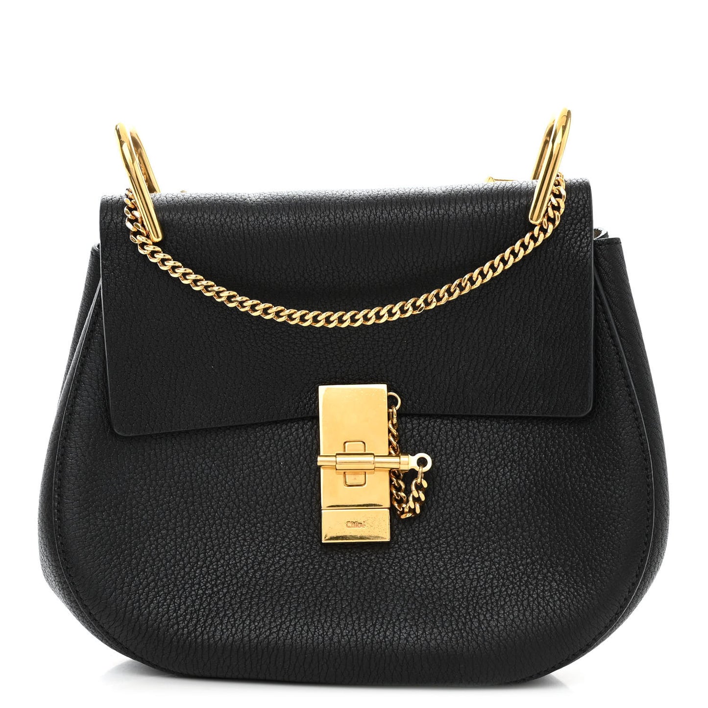 Grained Lambskin Drew Shoulder Bag Black