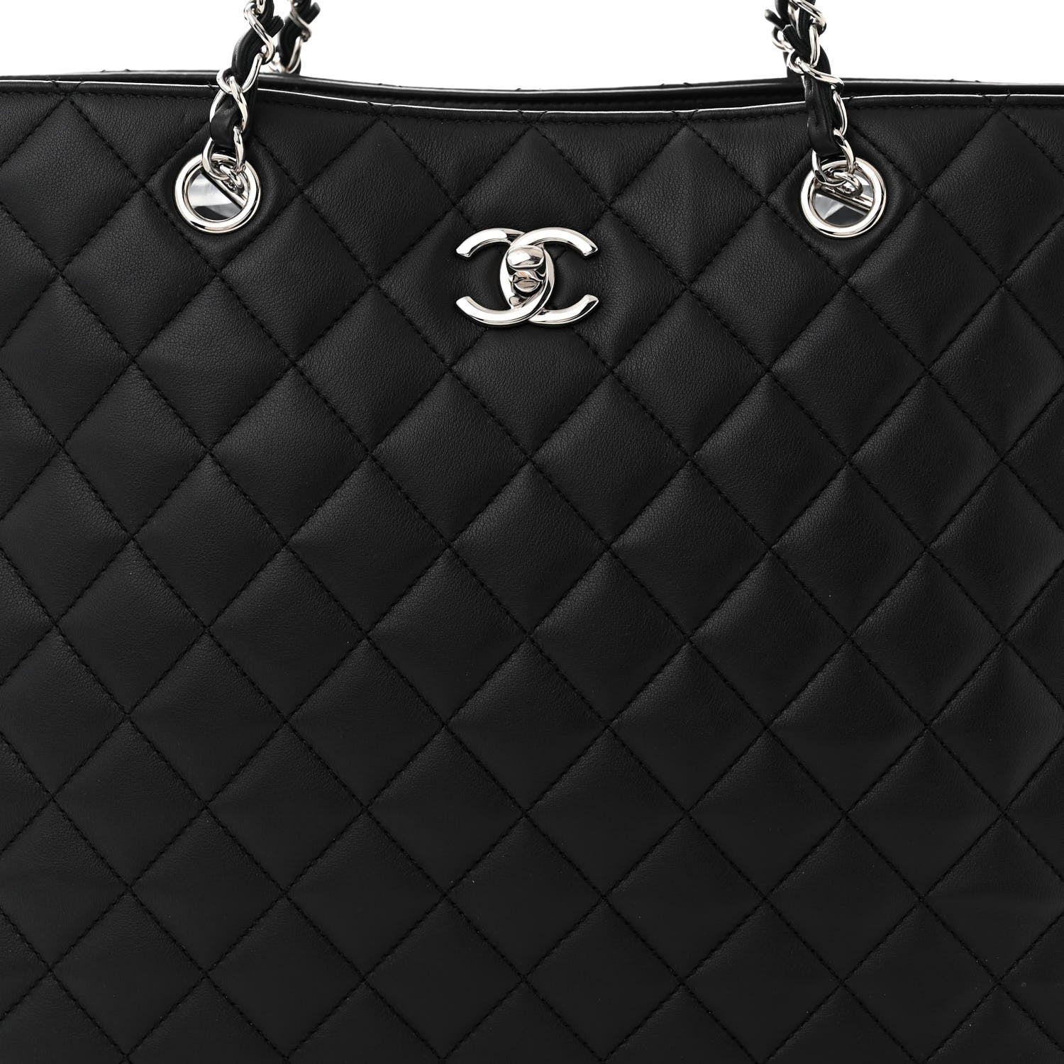 Chanel Calfskin Quilted Large Classic Shopping Tote Black 8 of 10