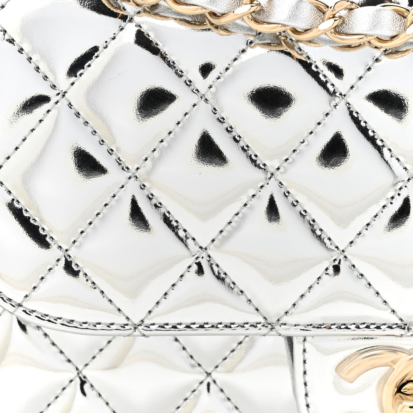 Mirror Calfskin Metallic Calfskin Medium Hollywood Boulevard Flap With Star Coin Purse Silvery