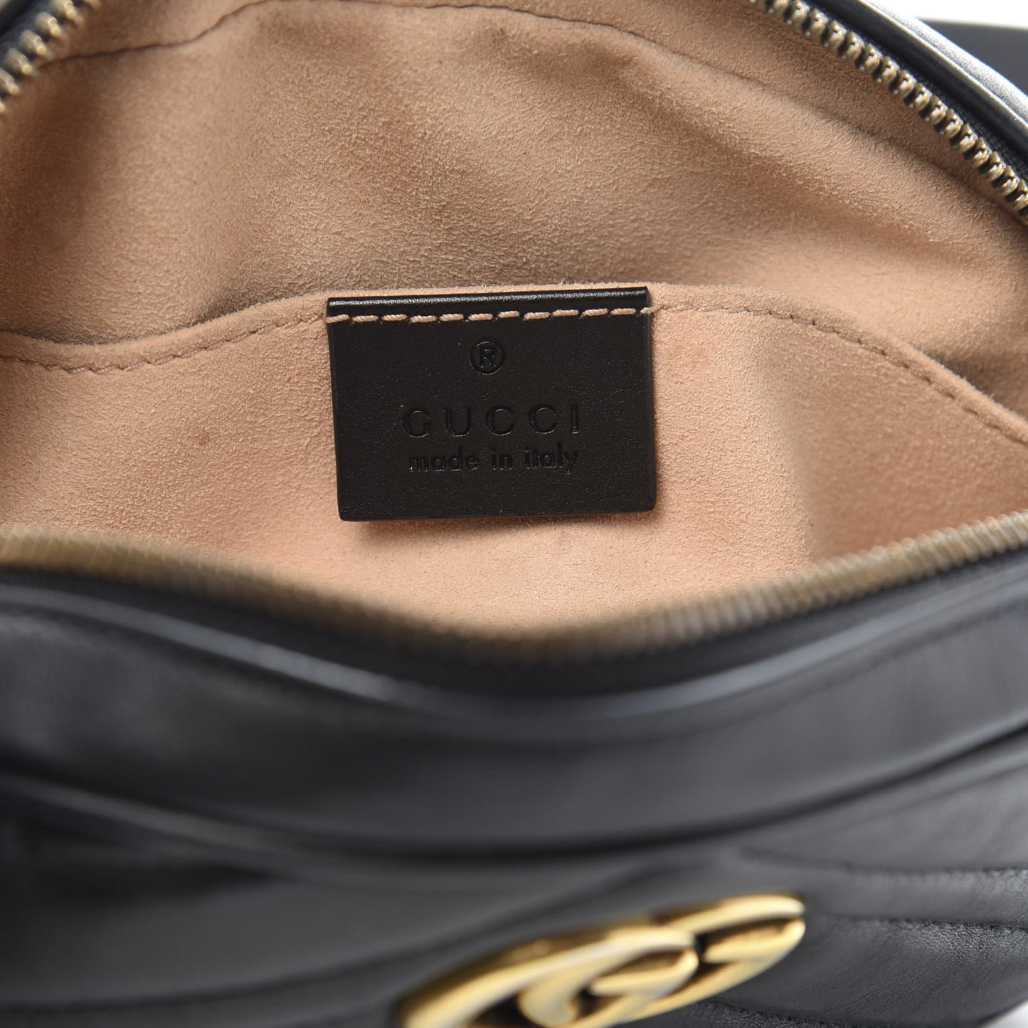 Calfskin Matelasse GG Marmont Belt Bag 85 34 Black