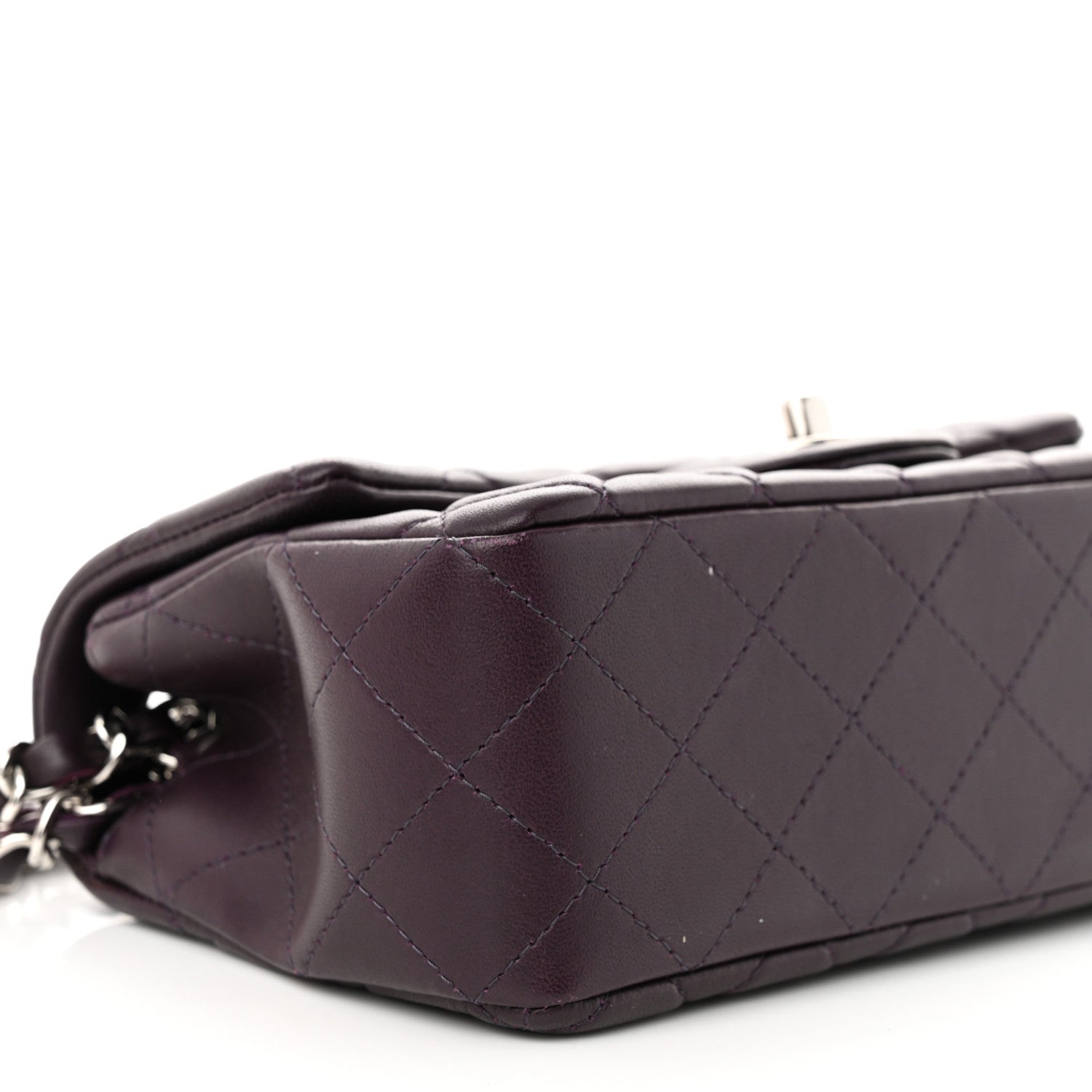 Chanel Lambskin Quilted Mini Rectangular Flap Dark Purple 9 of 12