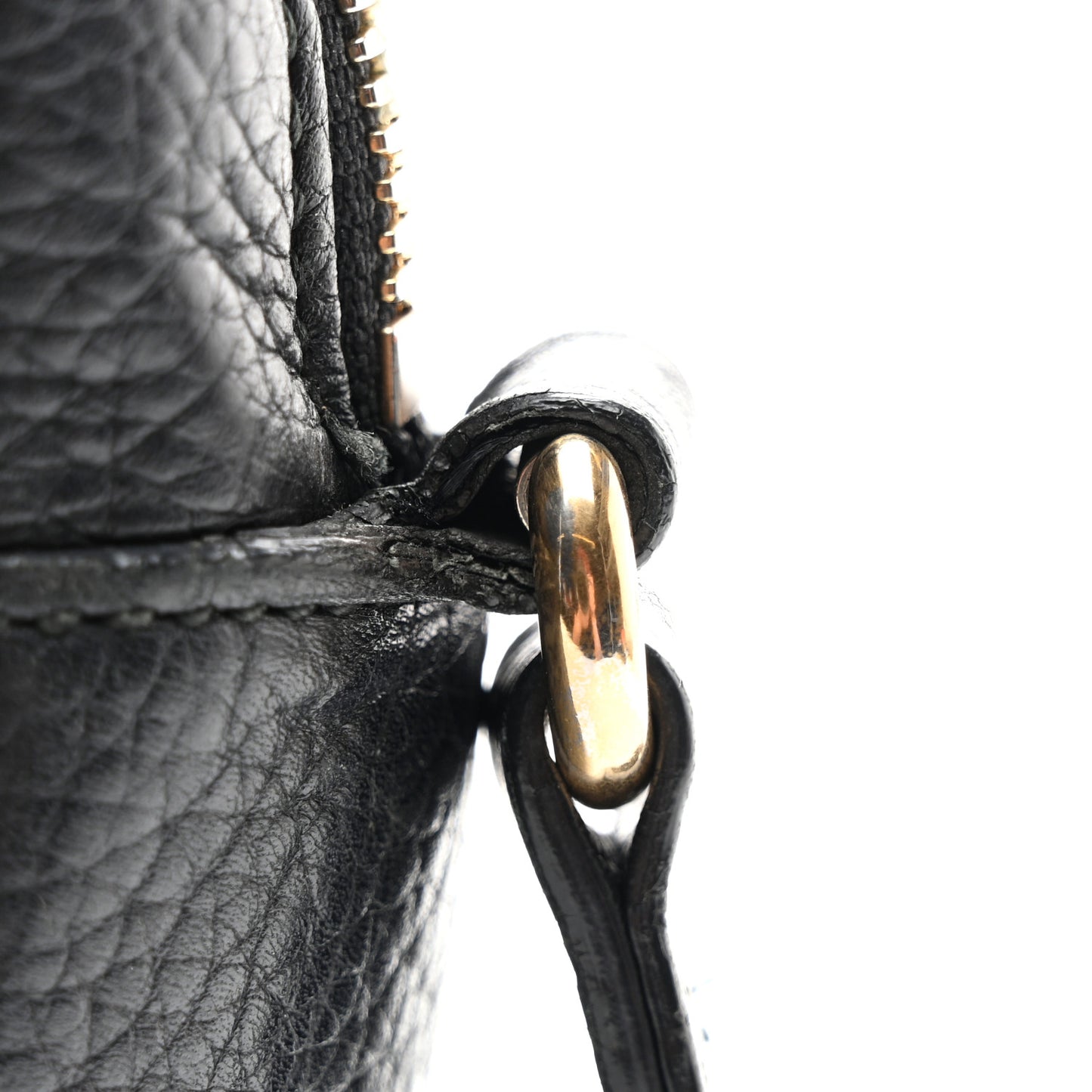 Pebbled Calfskin Small Soho Disco Bag Black