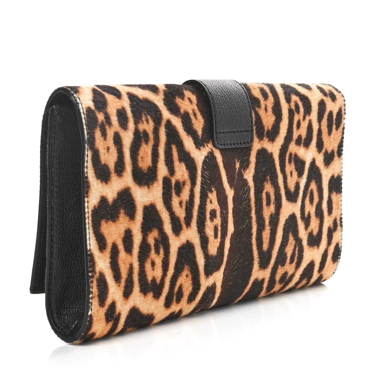 Pony Hair Leopard Print Y Ligne Clutch