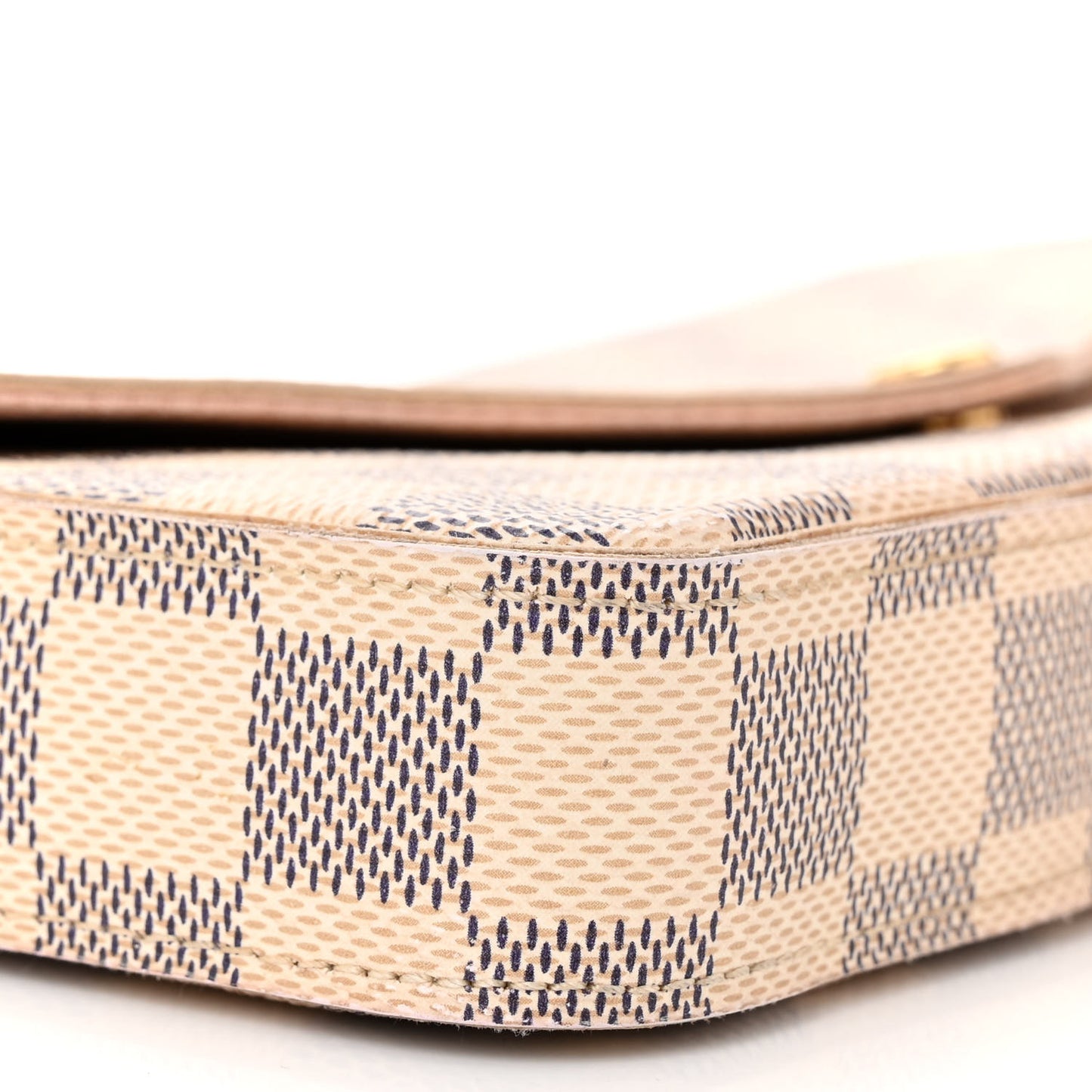 Damier Azur Pochette Felicie Chain Wallet Rose Ballerine