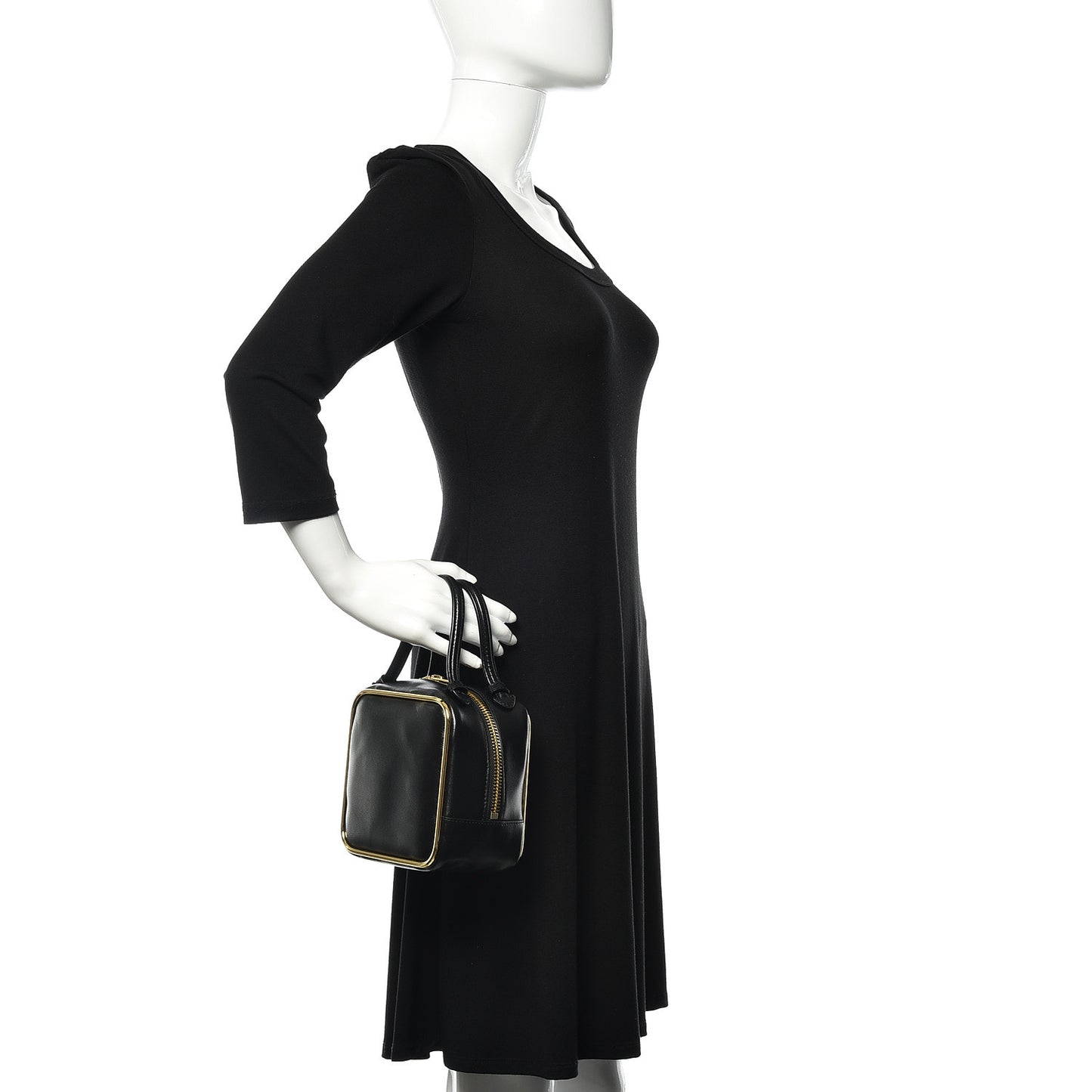 Supple Calfskin Halo Top Handle Bag Black